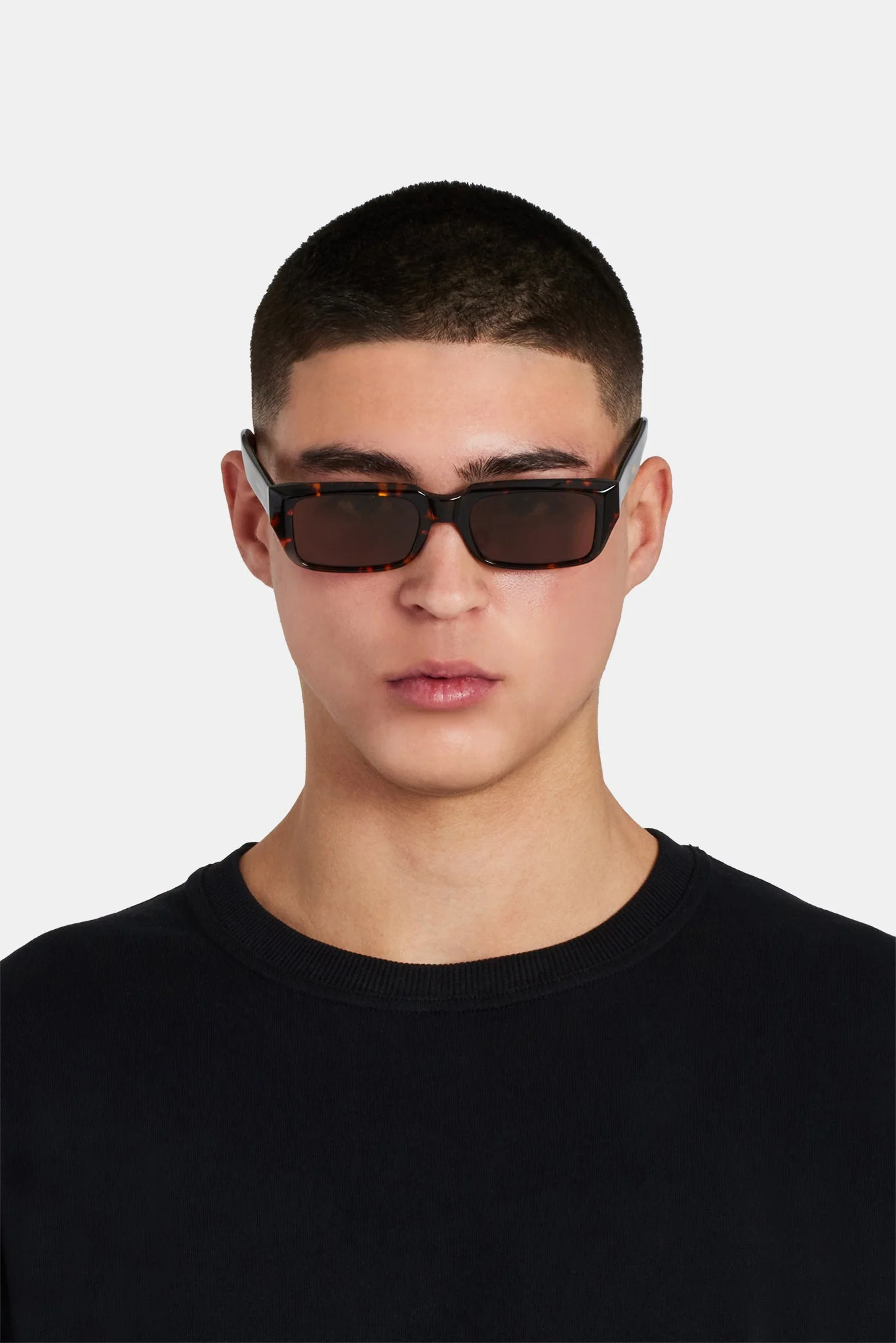 Tortoise Shell Rectangle Acetate Sunglasses - Brown - Image 5