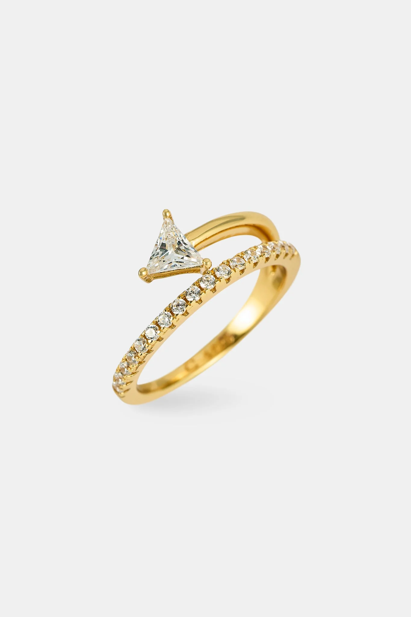 Triangle Iced Band Twist Ring - 1.5mm - Gold - Image 2