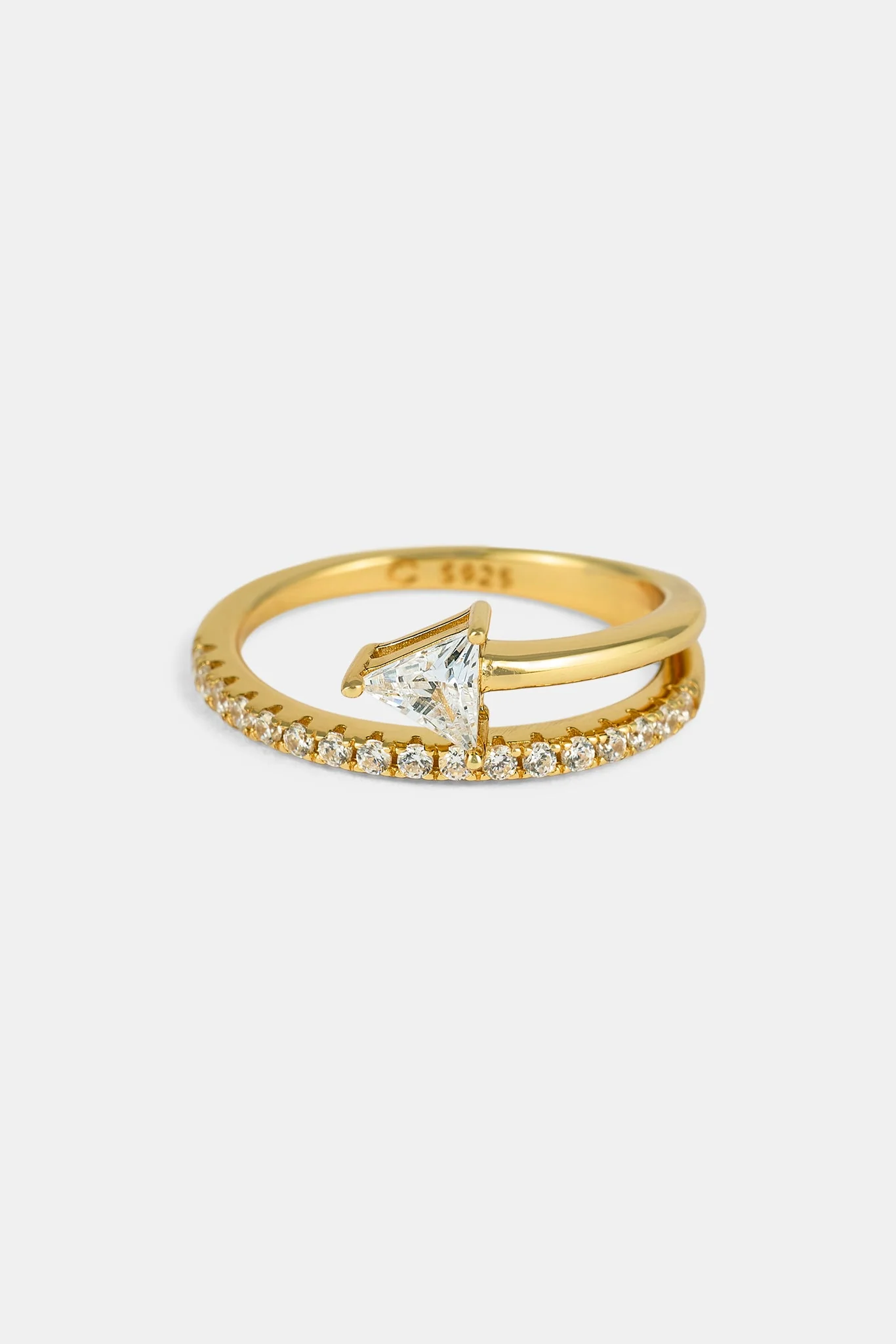 Triangle Iced Band Twist Ring - 1.5mm - Gold - Image 3