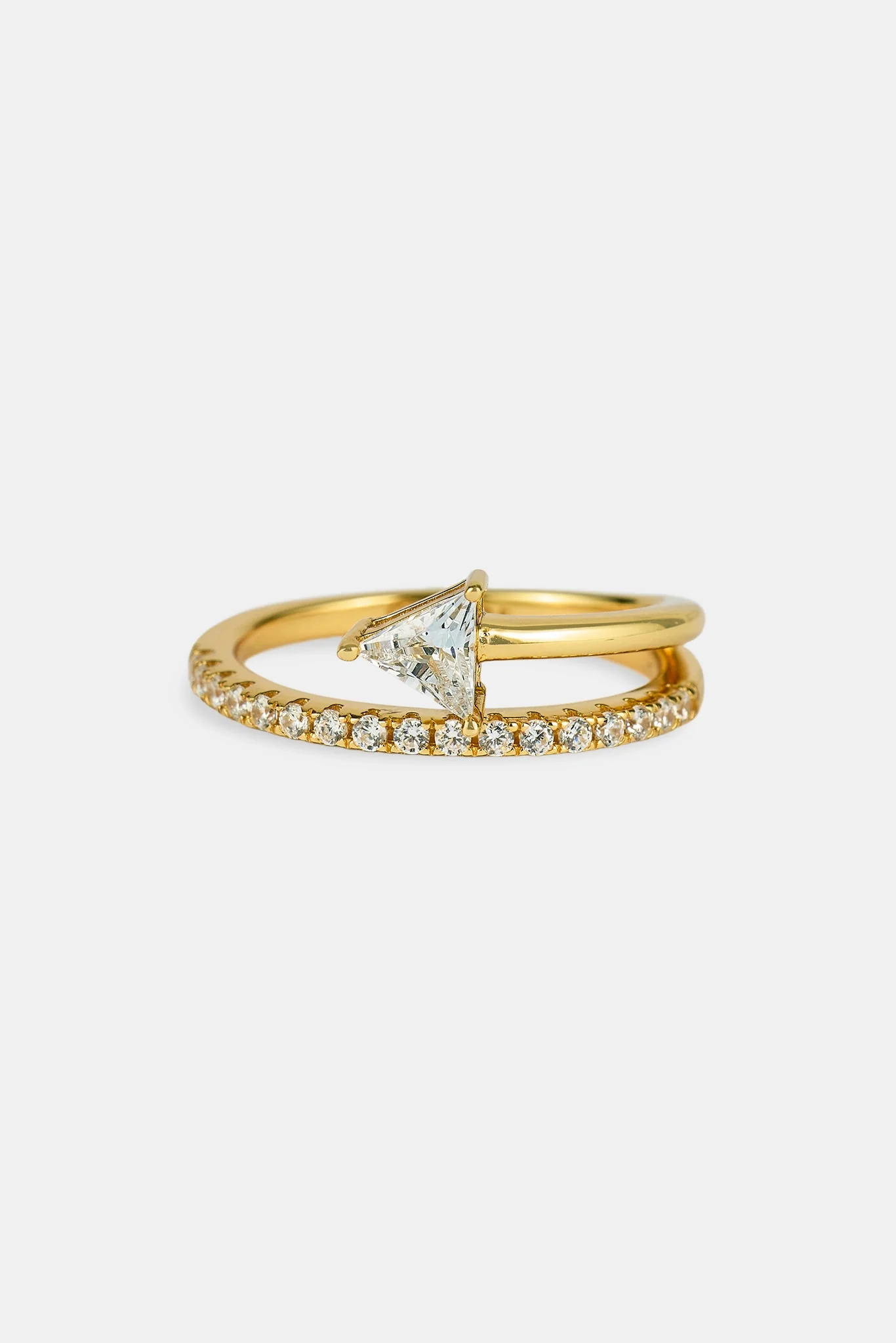 Triangle Iced Band Twist Ring - 1.5mm - Gold - Image 4