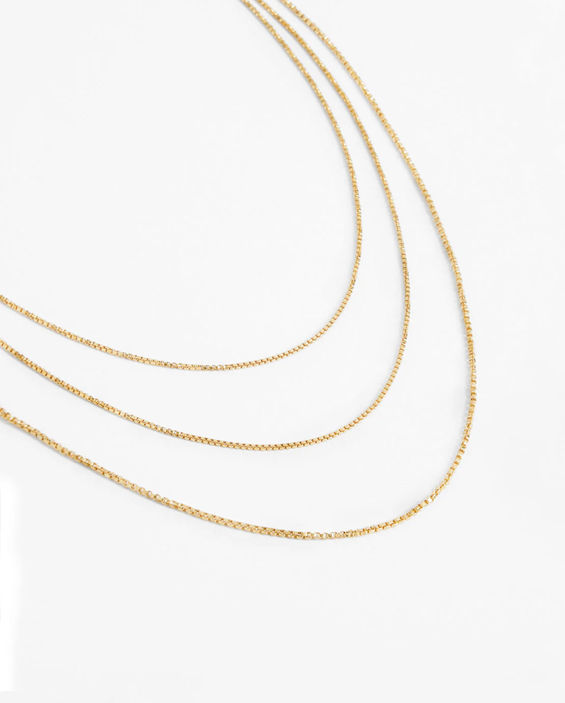 Triple Layer Box Chain Necklace - Gold - Image 2