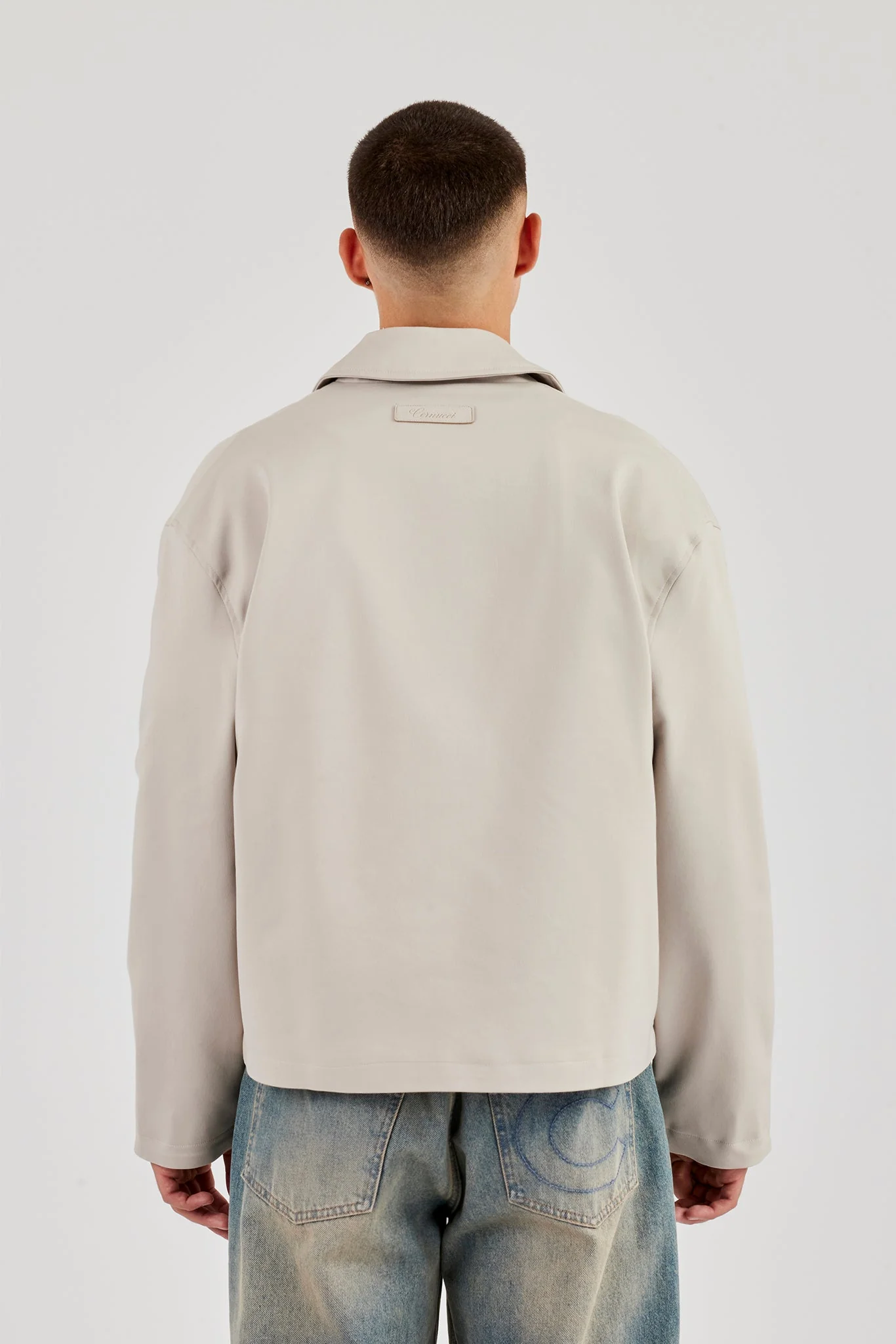 Twill Pocket Detail Harrington Jacket - Stone - Image 4