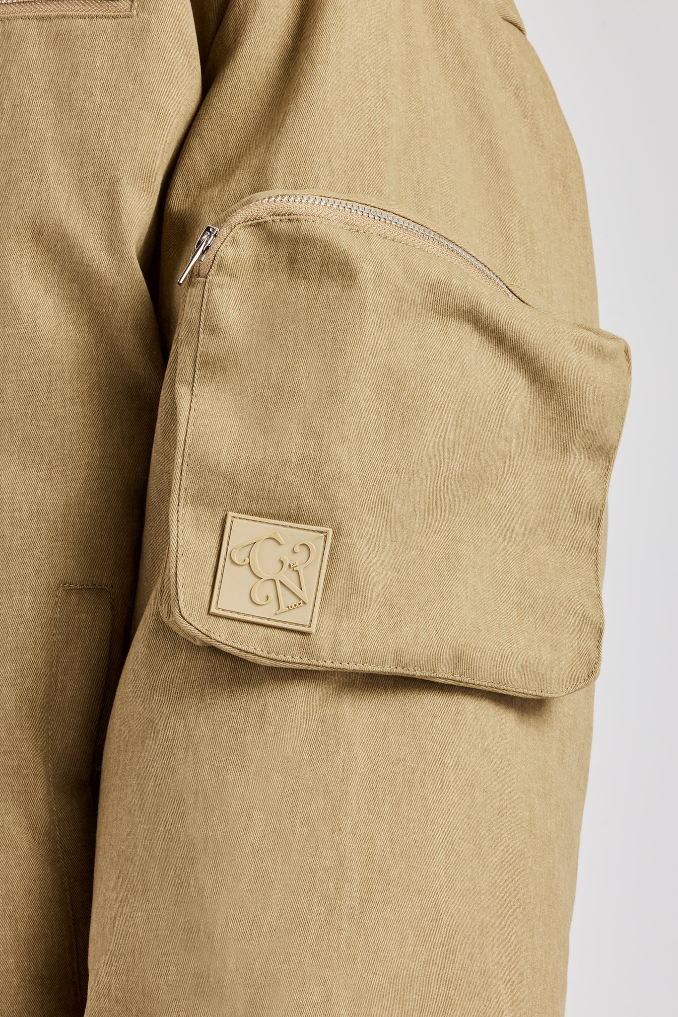 Twill Utility Cargo Bomber Jacket - Taupe - Image 3