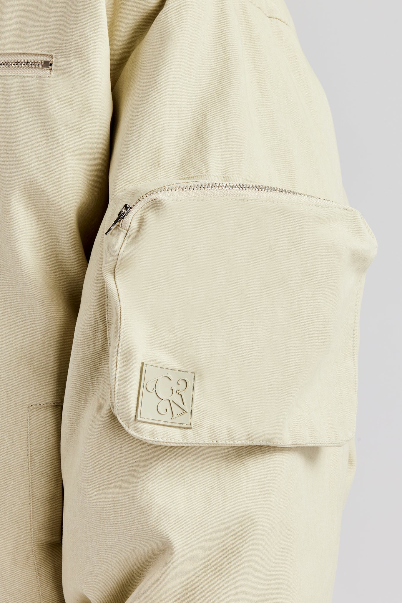 Twill Utility Heavy Bomber Jacket - Off White - Image 2