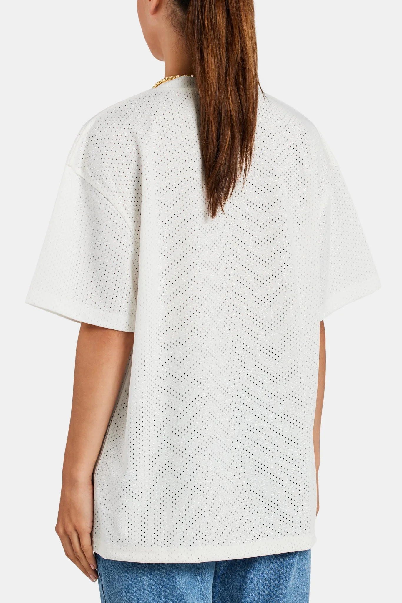 V Neck Airtex T-Shirt - White - Image 3