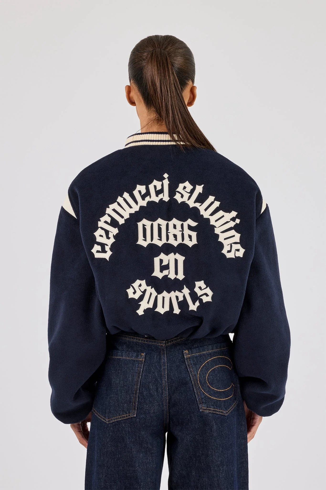 Varity Bomber Jacket With Panels - Navy - Image 4