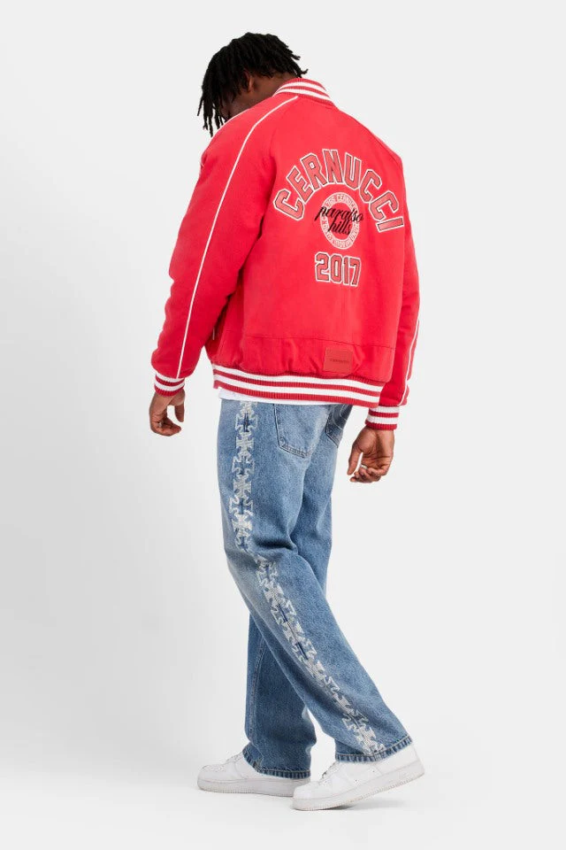 Varsity Bomber Jacket - Red - Image 2