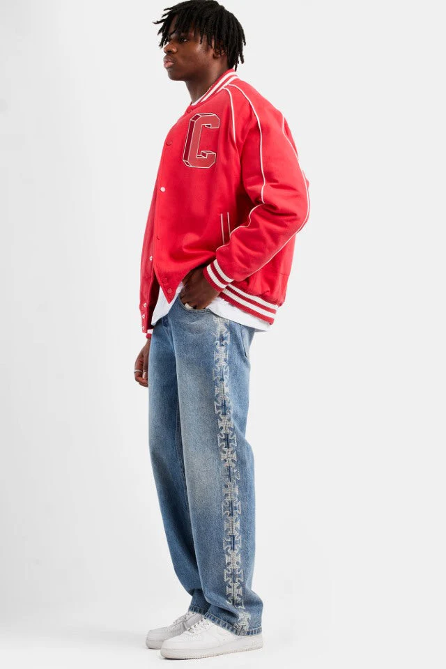 Varsity Bomber Jacket - Red - Image 4