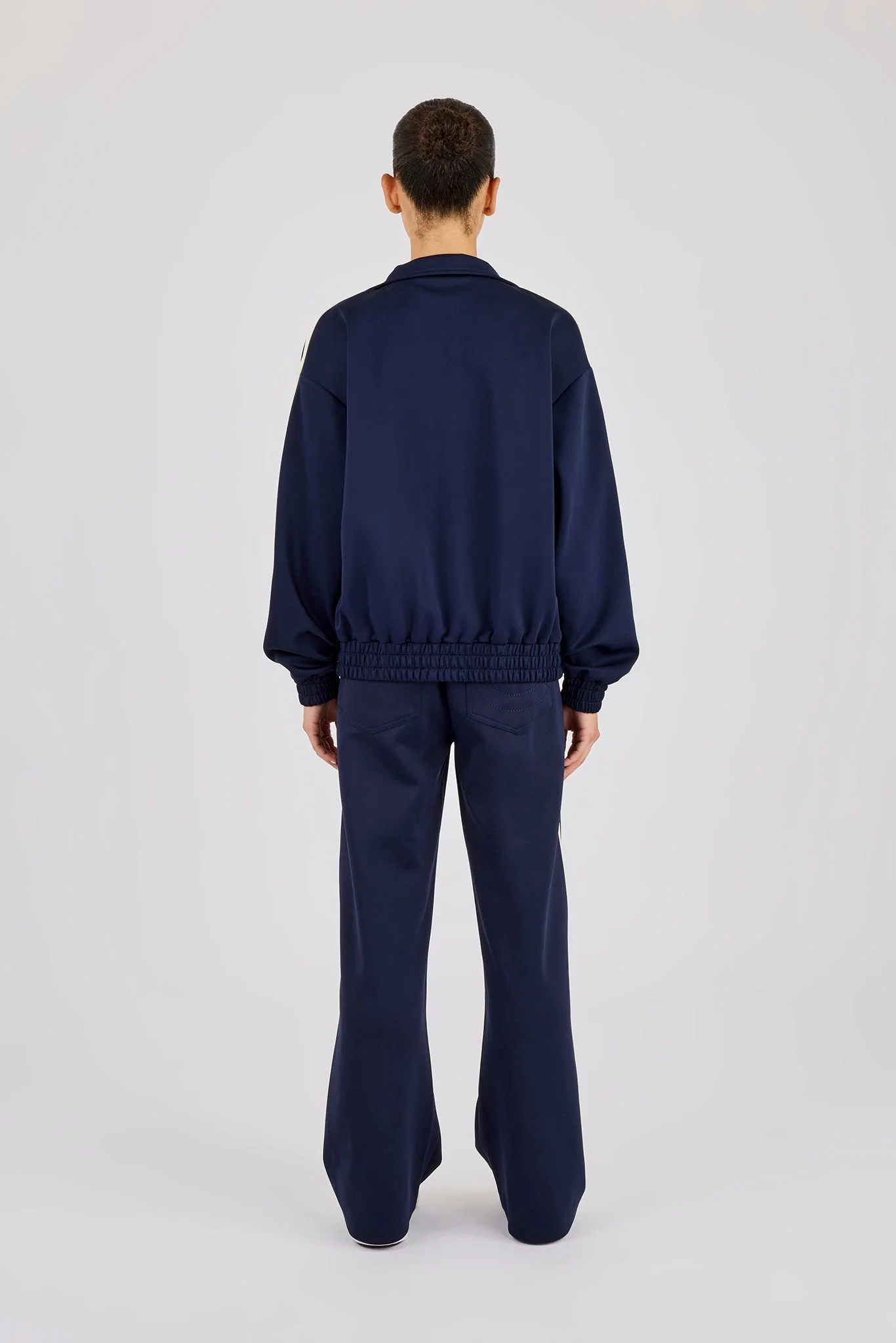 Varsity Panel Track Jacket & Wide Leg Trouser - Navy - Image 4