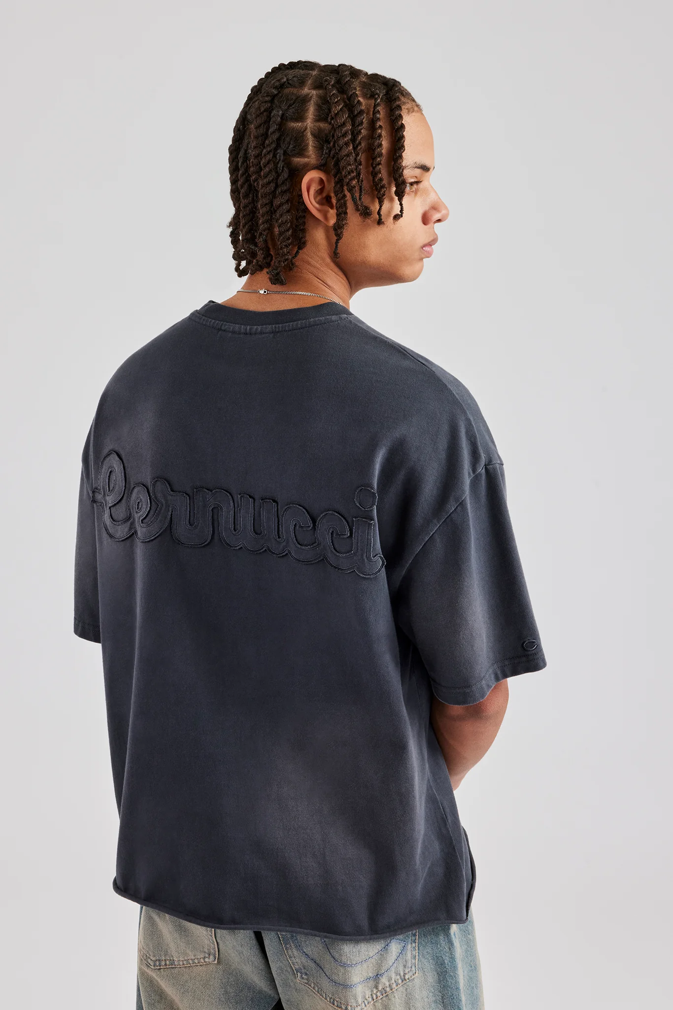 Washed Applique Boxy T-Shirt - Acid Wash - Image 2