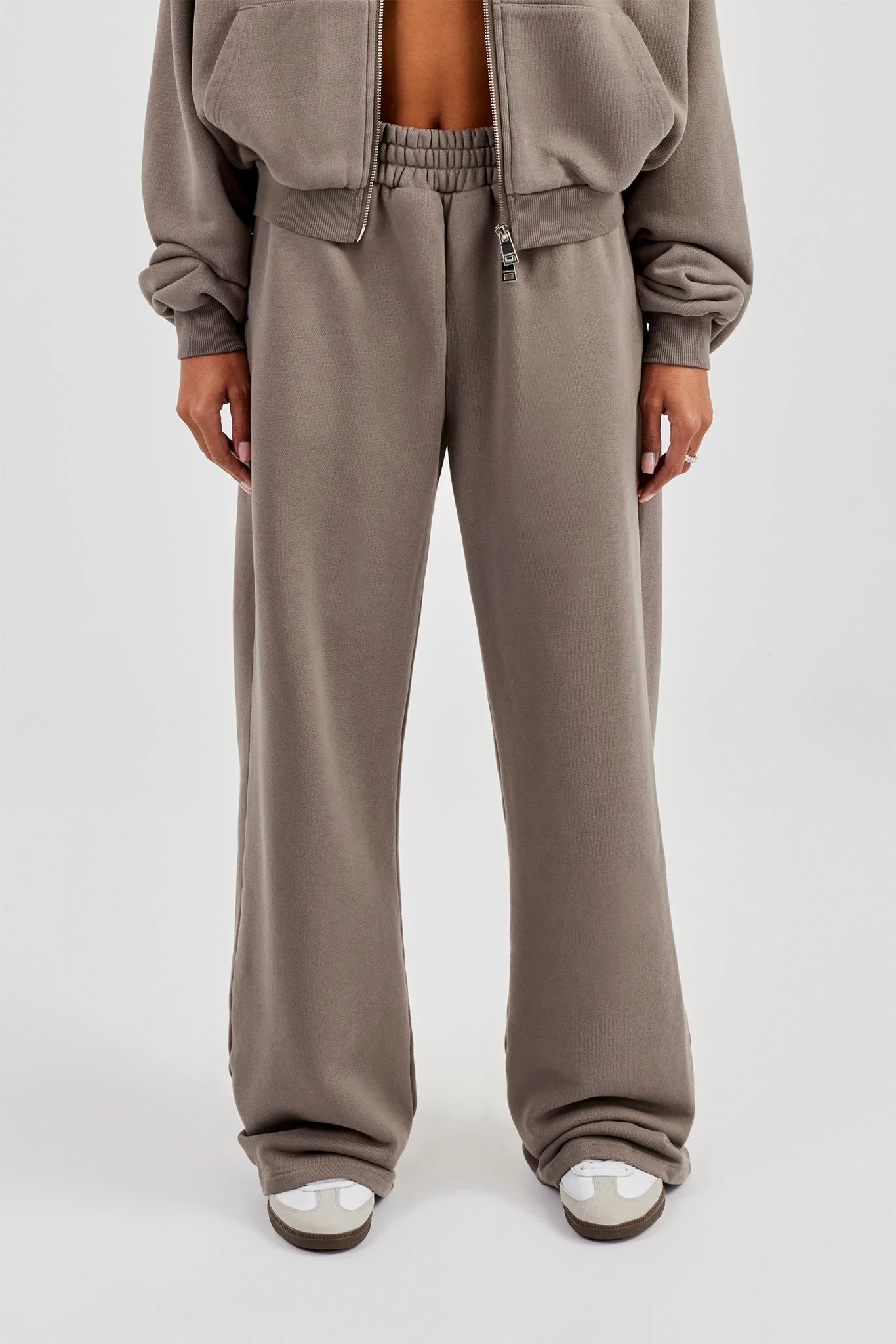 Washed Applique Logo Wide Leg Jogger - Grey - Image 4