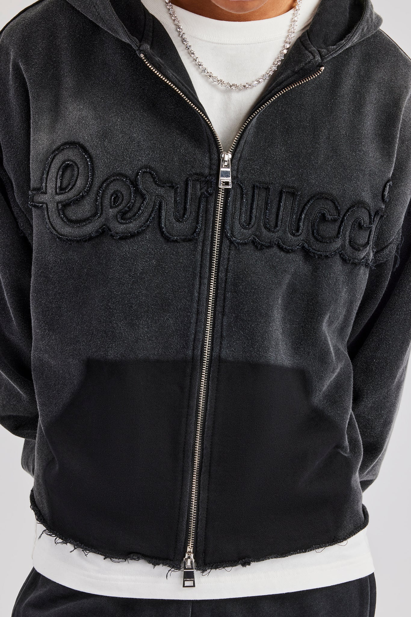 Washed Applique Zip Through Tracksuit - Acid Wash - Image 5