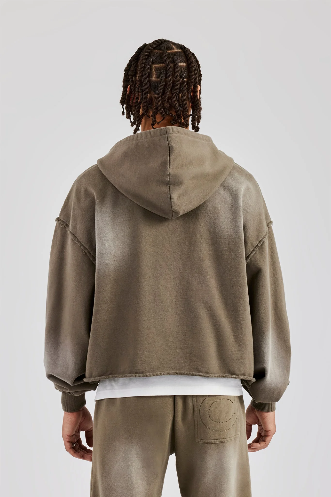 Washed Applique Zip Through Tracksuit - Khaki - Image 3