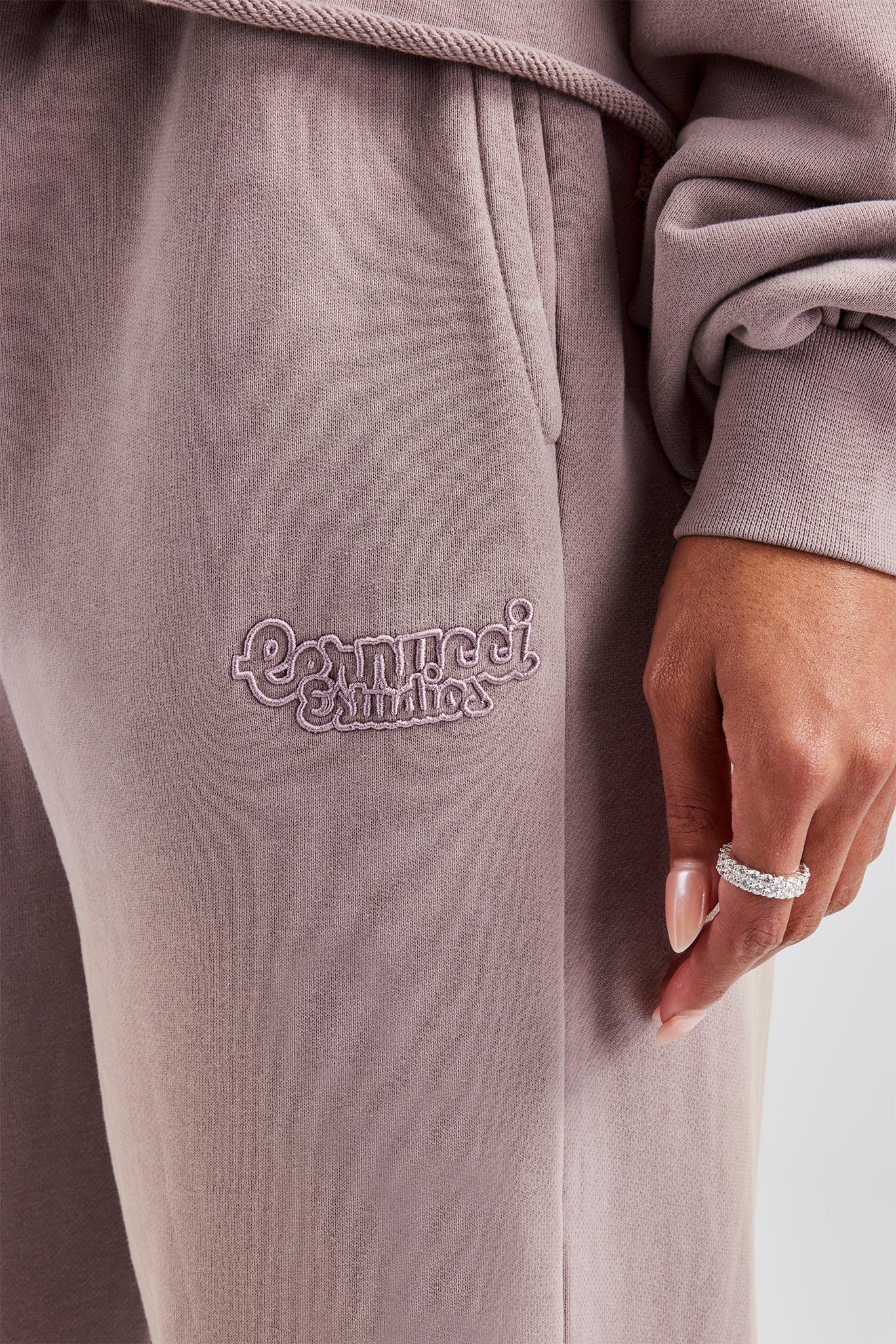 Washed Boxy Fit Zip Through Tracksuit - Mauve - Image 2