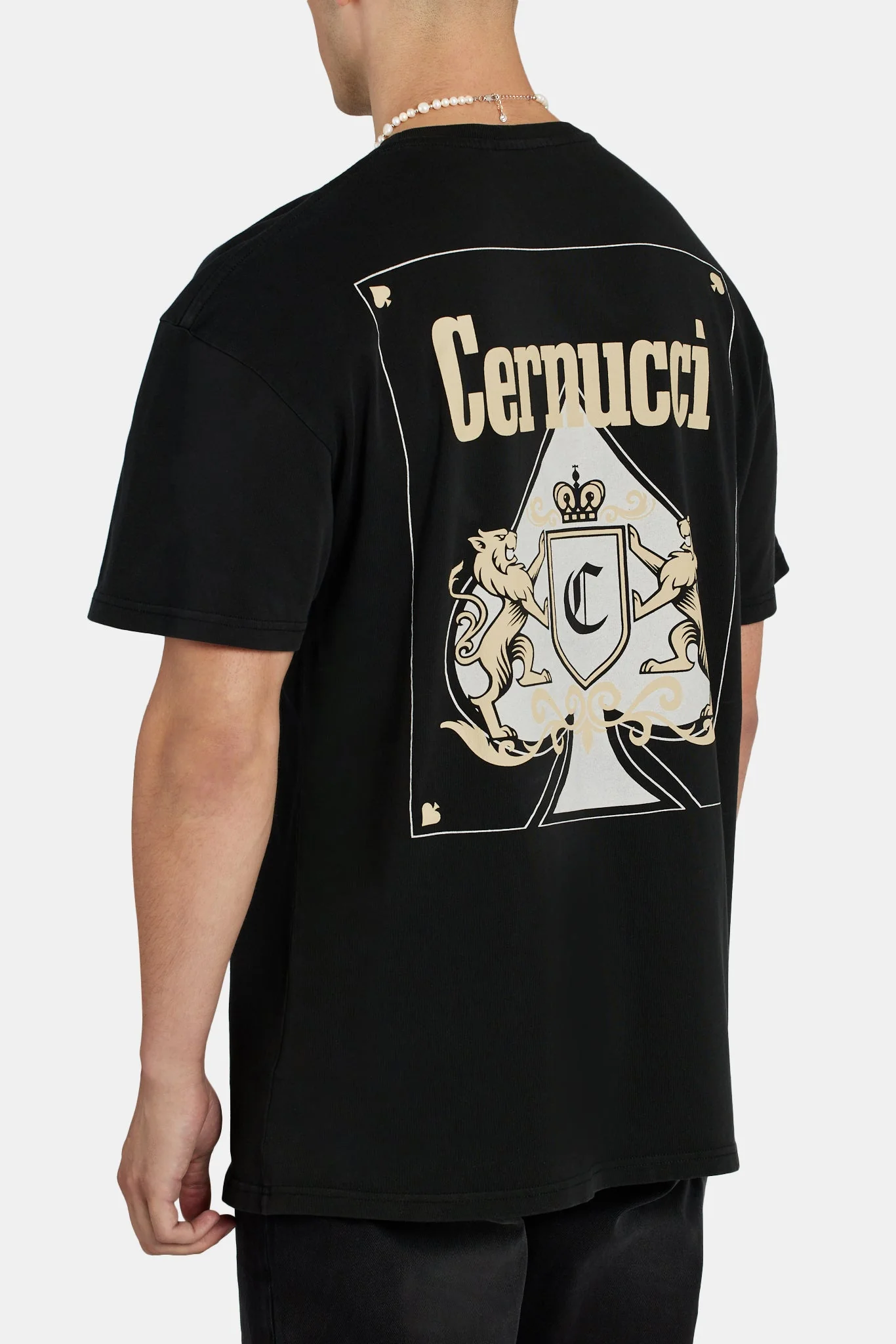 Washed Cernucci Spade Playing Card Oversized T-Shirt - Black - Image 3