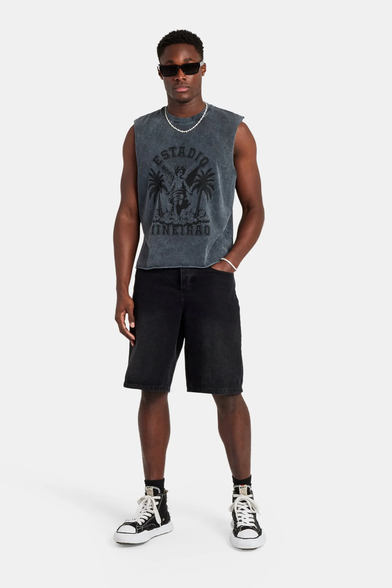 Washed Cherub Boxy Fit Tank - Washed Black - Image 3