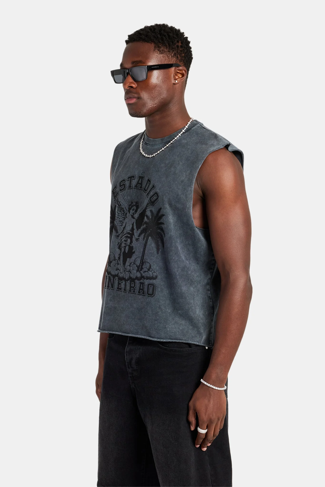 Washed Cherub Boxy Fit Tank - Washed Black - Image 4