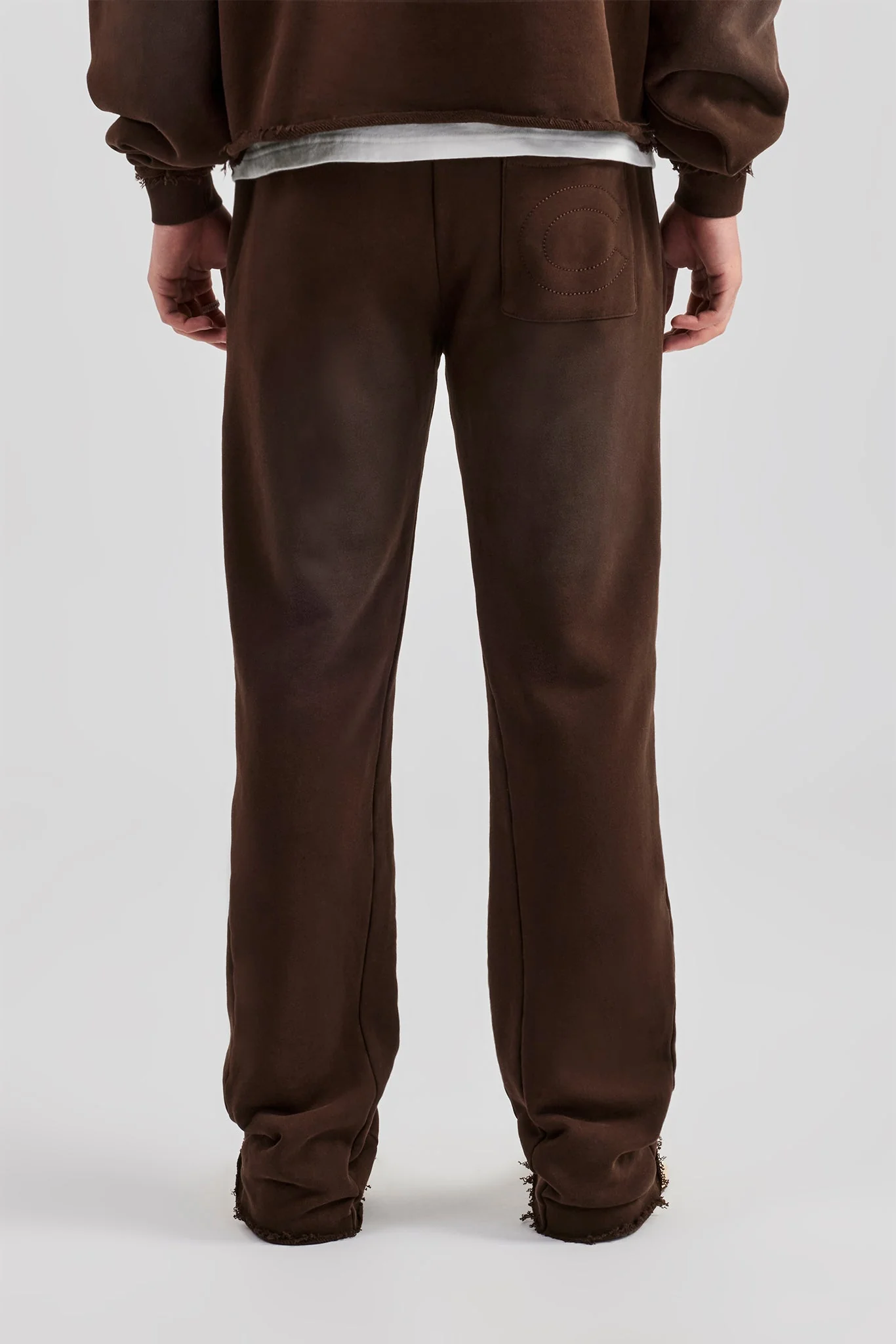 Washed Flare Fit Panelled Jogger - Chocolate - Image 4