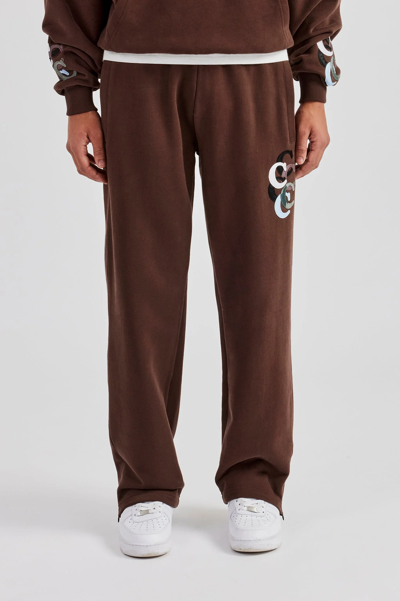 Washed Layered Applique Jogger - Chocolate - Image 2