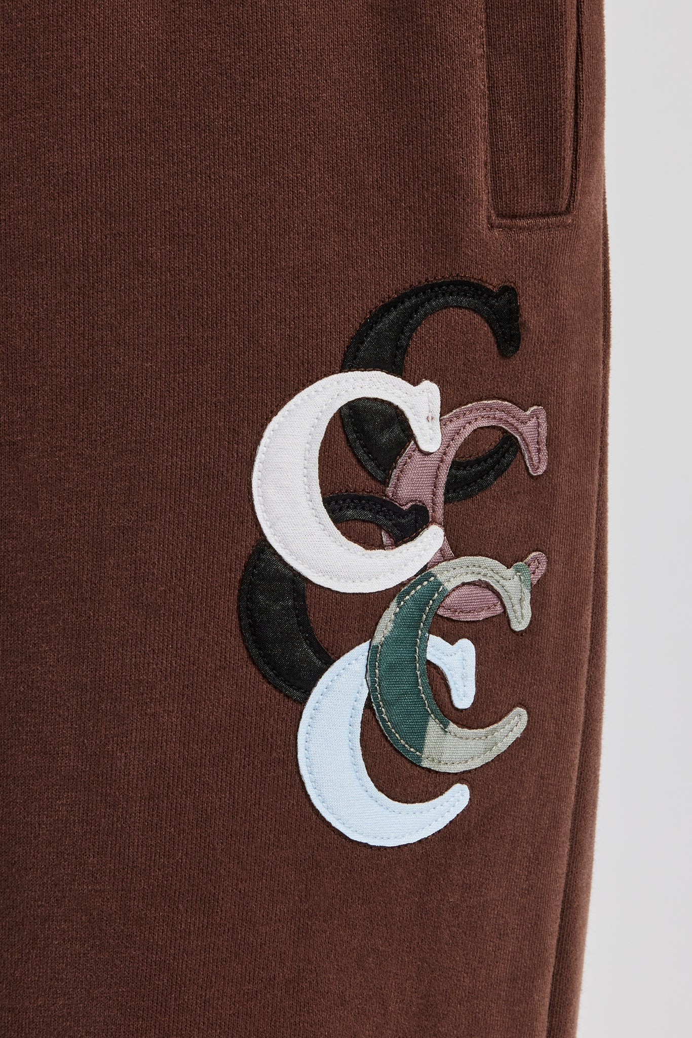 Washed Layered Applique Jogger - Chocolate - Image 3