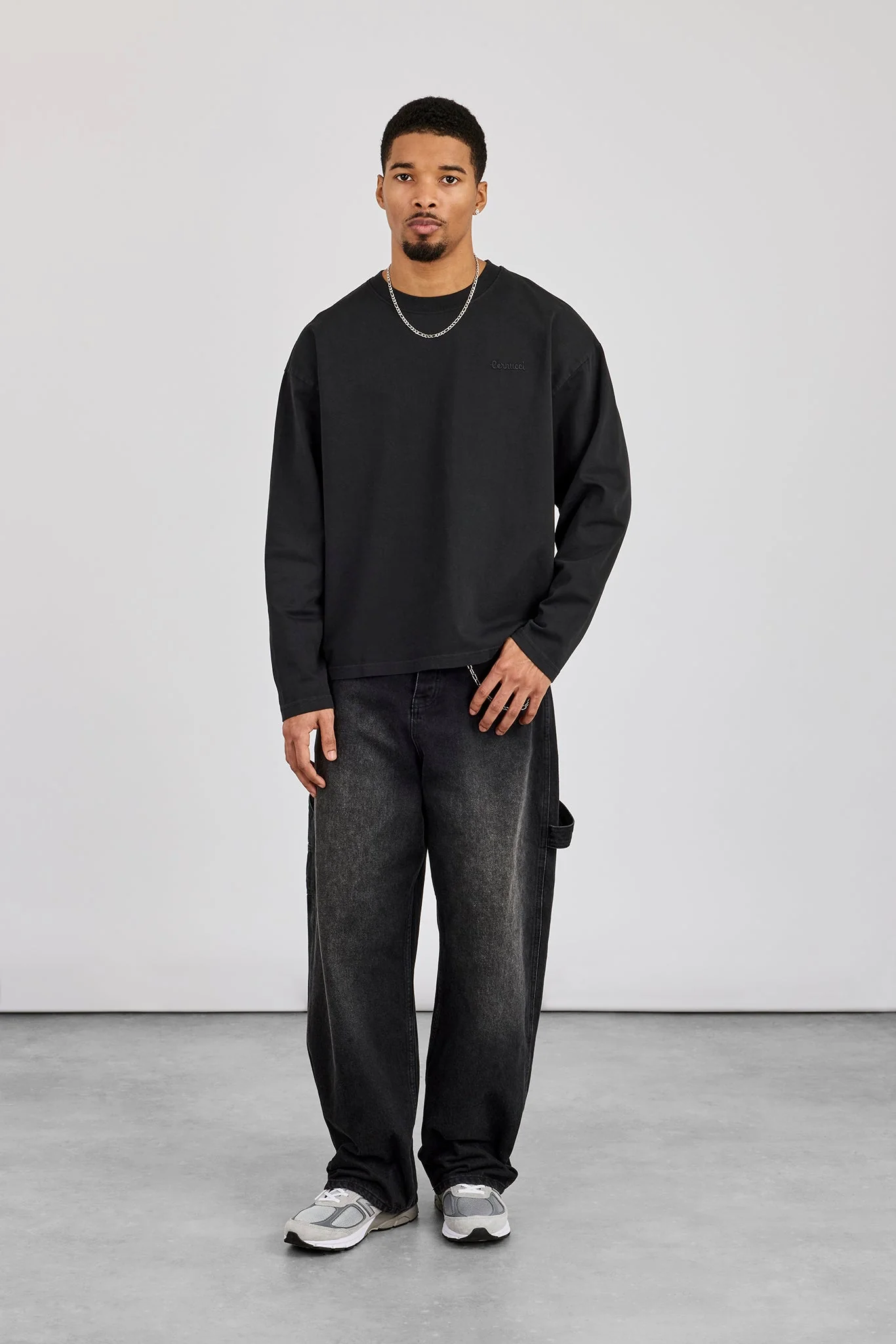 Washed Long Sleeve T-Shirt - Black - Image 4