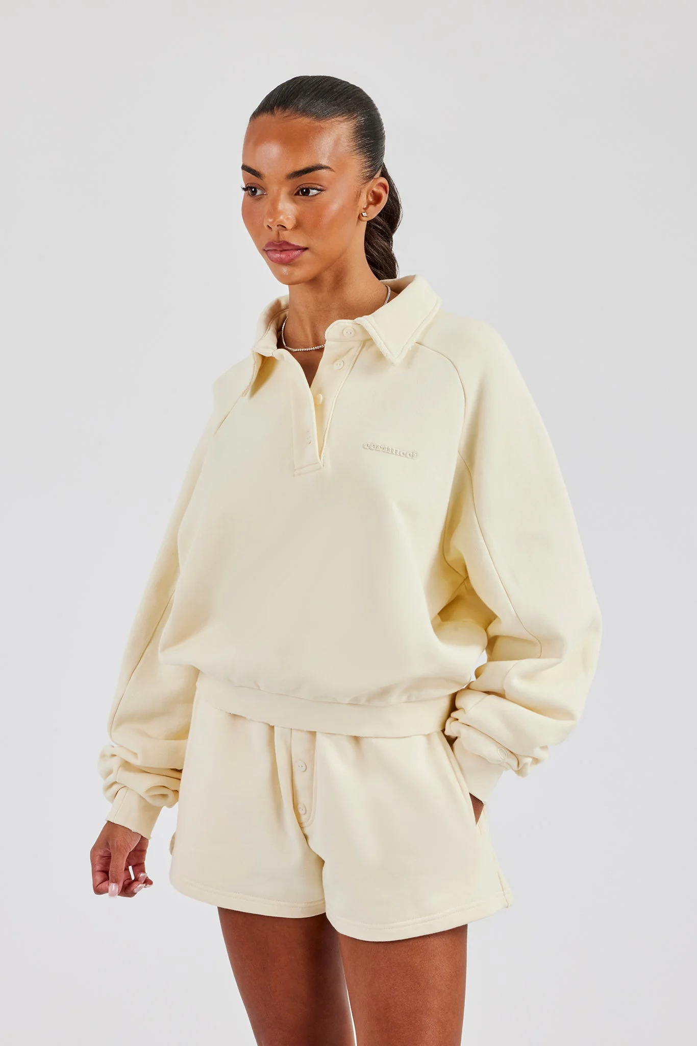 Washed Polo Sweatshirt & Short - Butter Yellow