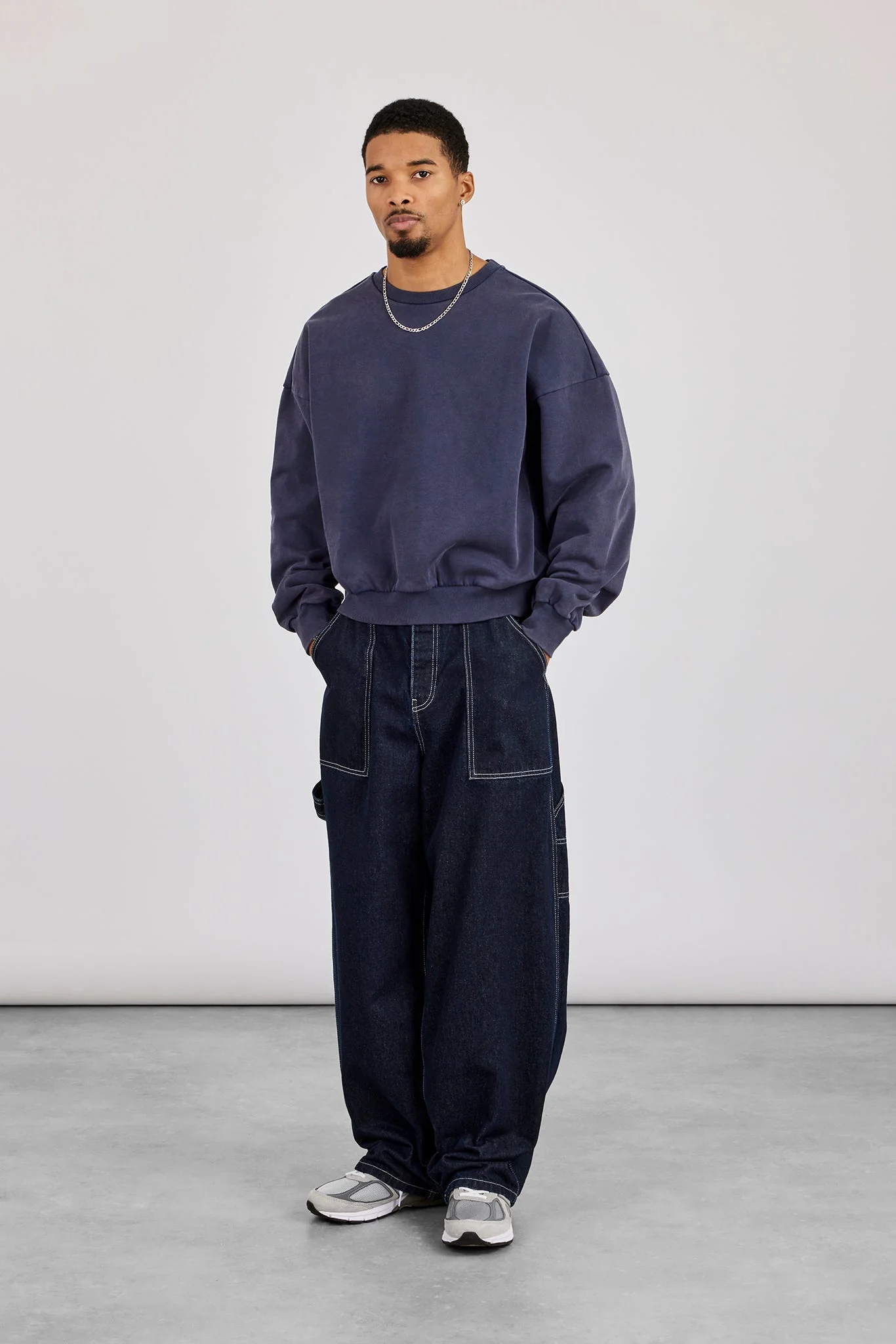 Washed Sweater - Navy - Image 4