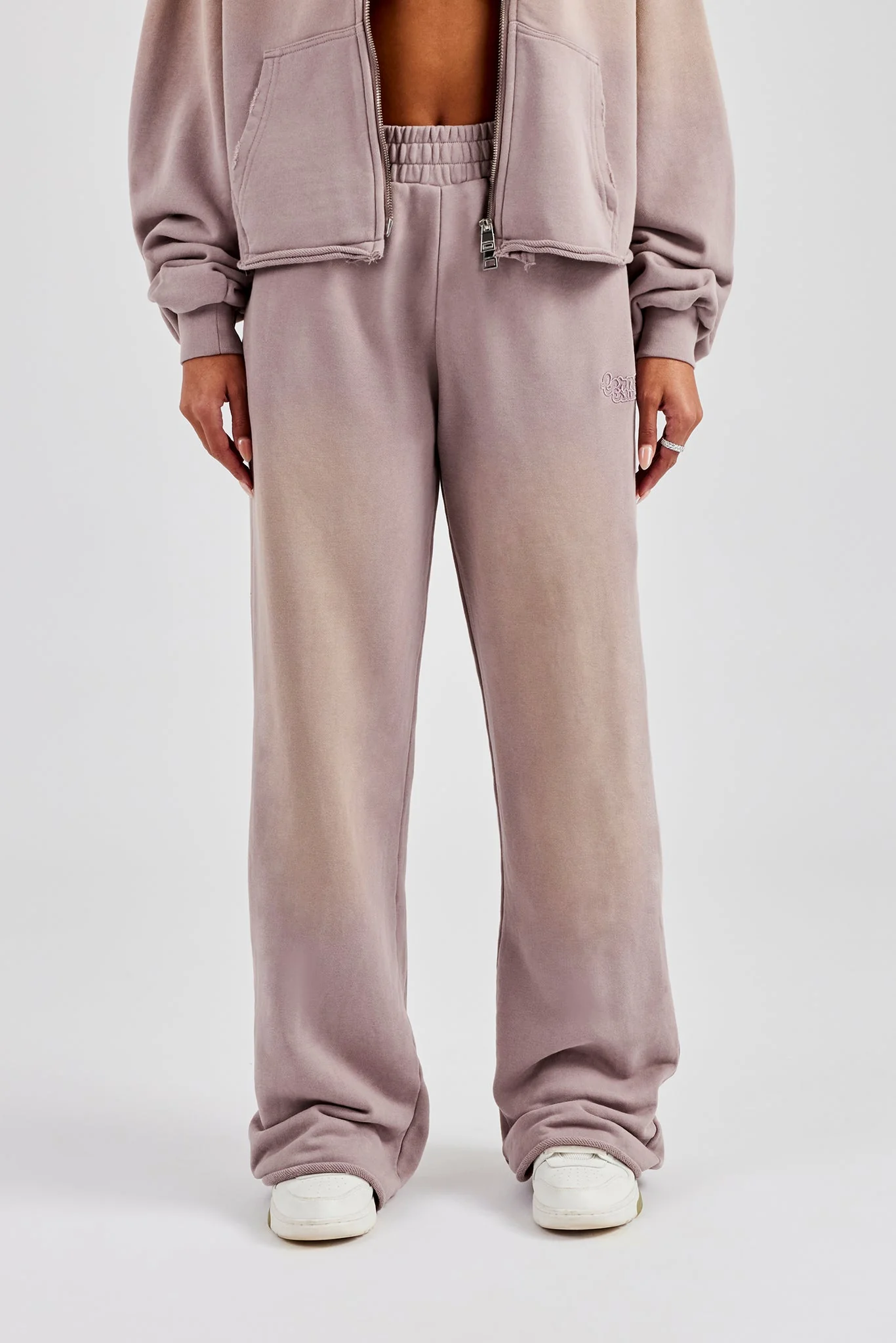 Washed Wide Leg Jogger - Mauve - Image 3