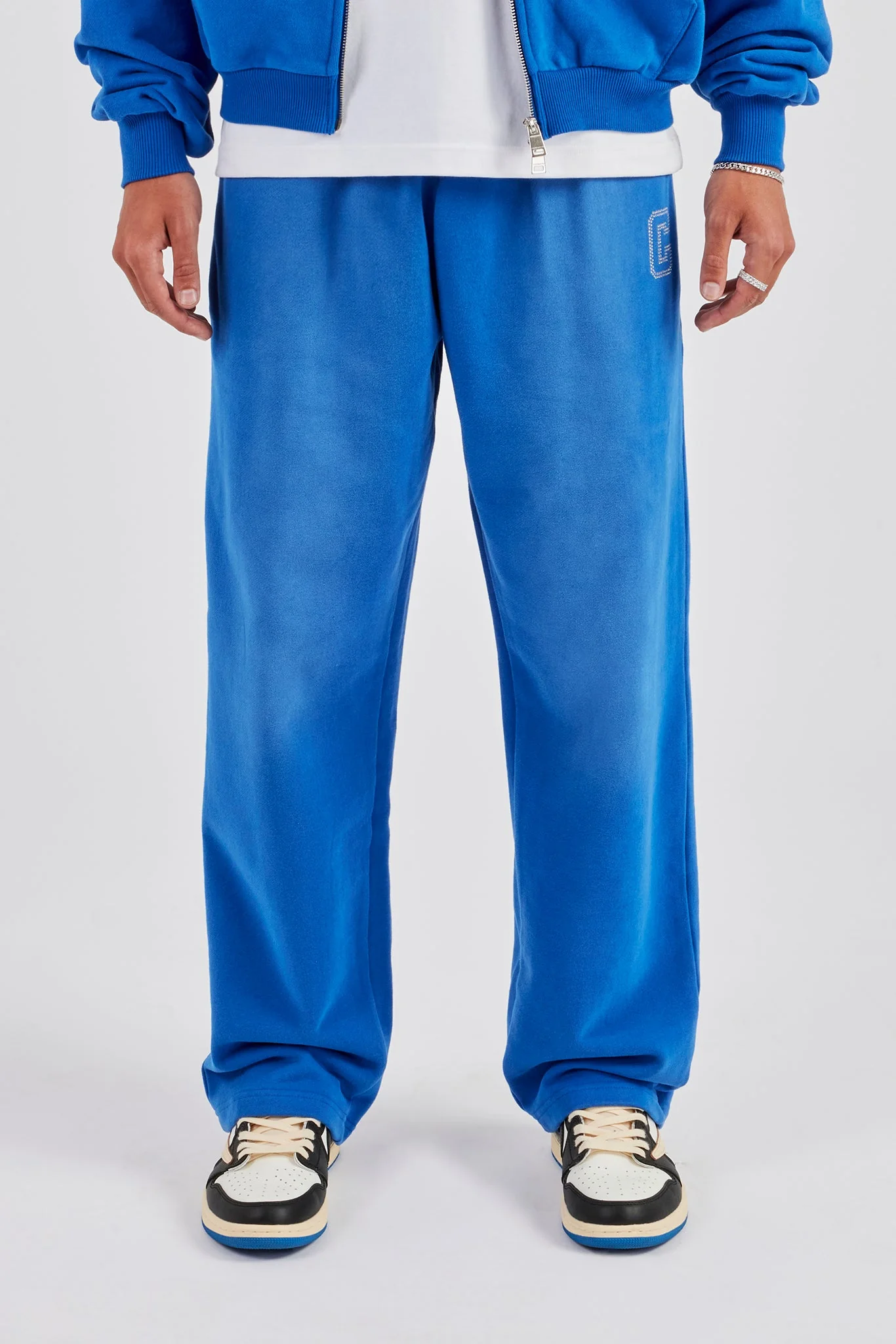Washed Wide Leg Rhinestone C Jogger - Washed Blue - Image 2