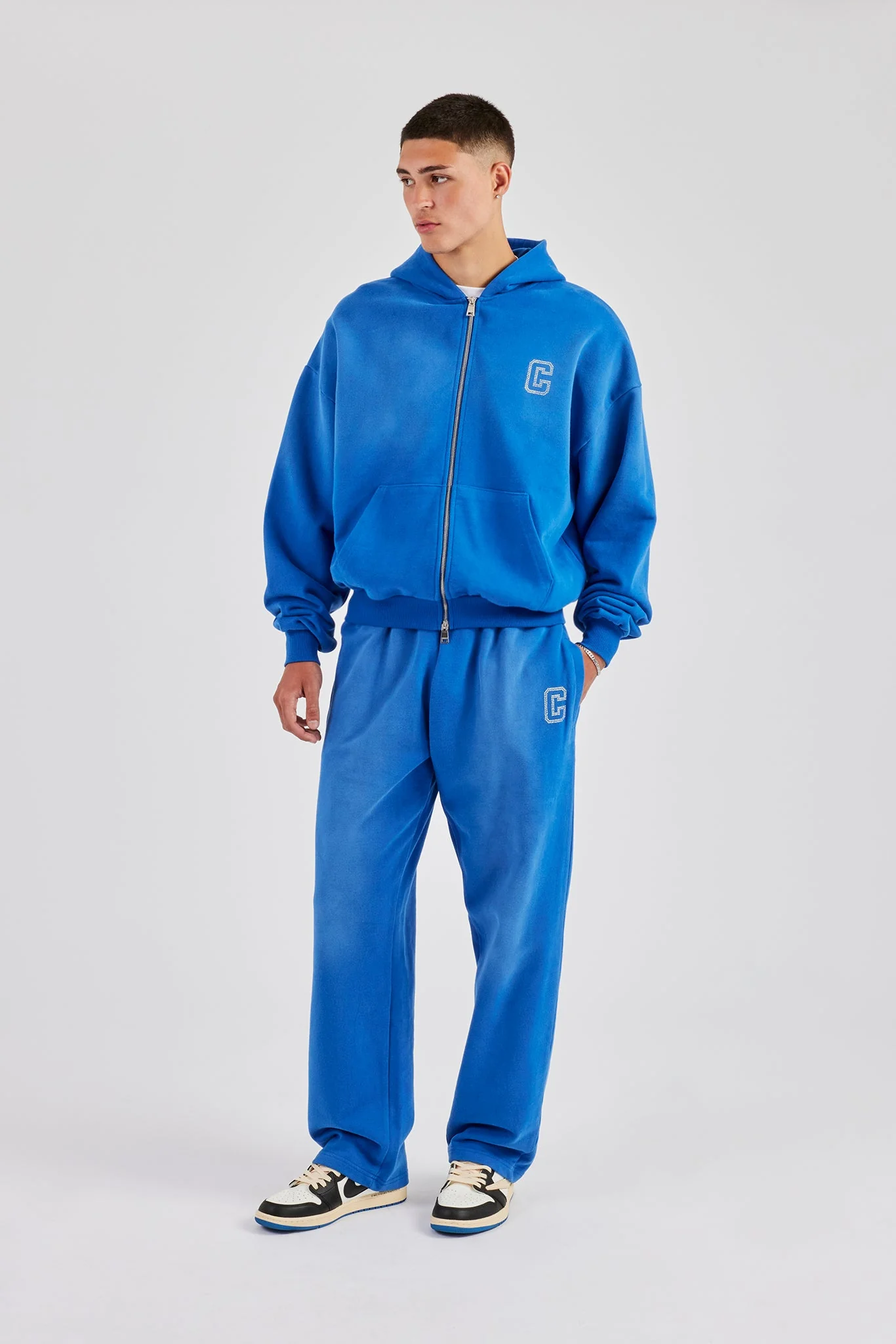 Washed Wide Leg Rhinestone C Jogger - Washed Blue - Image 4