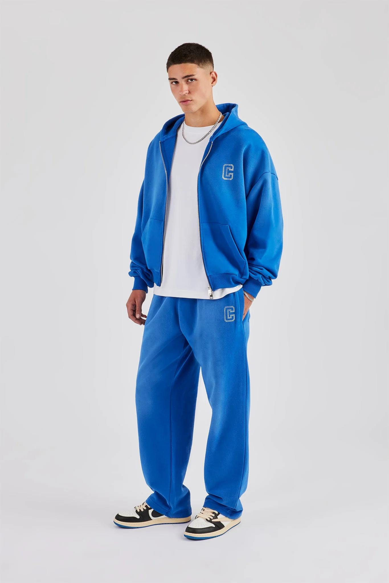 Washed Wide Leg Rhinestone C Jogger - Washed Blue - Image 5