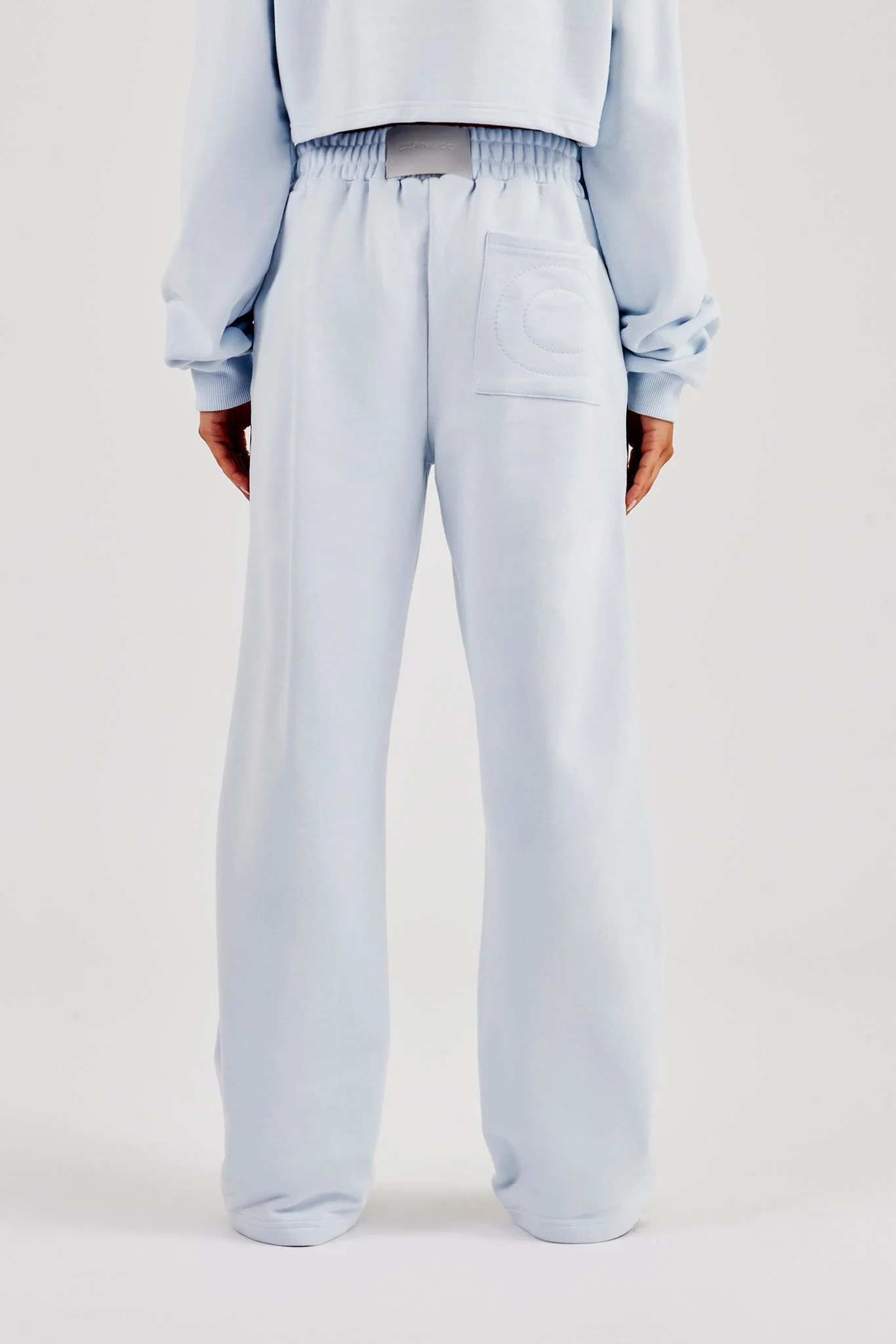 Wide Leg Jogger With Piping - Light Blue - Image 4