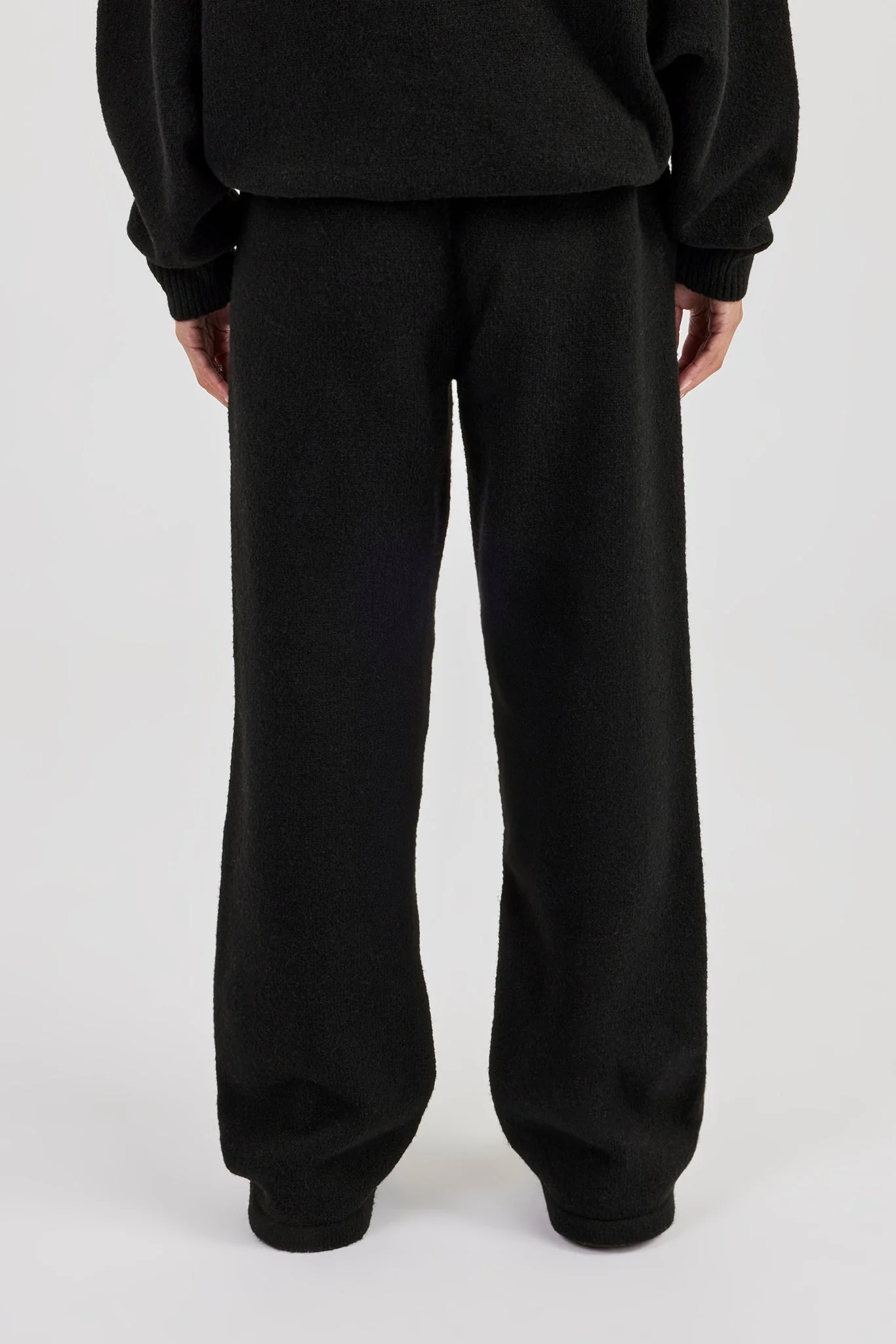 Wide Leg Knitted Jogger - Black - Image 3