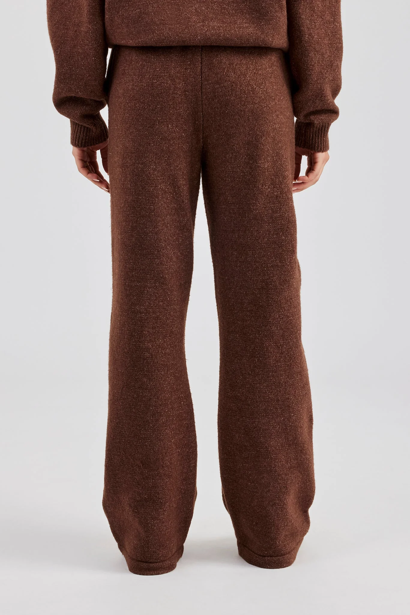 Wide Leg Knitted Jogger - Chocolate - Image 2