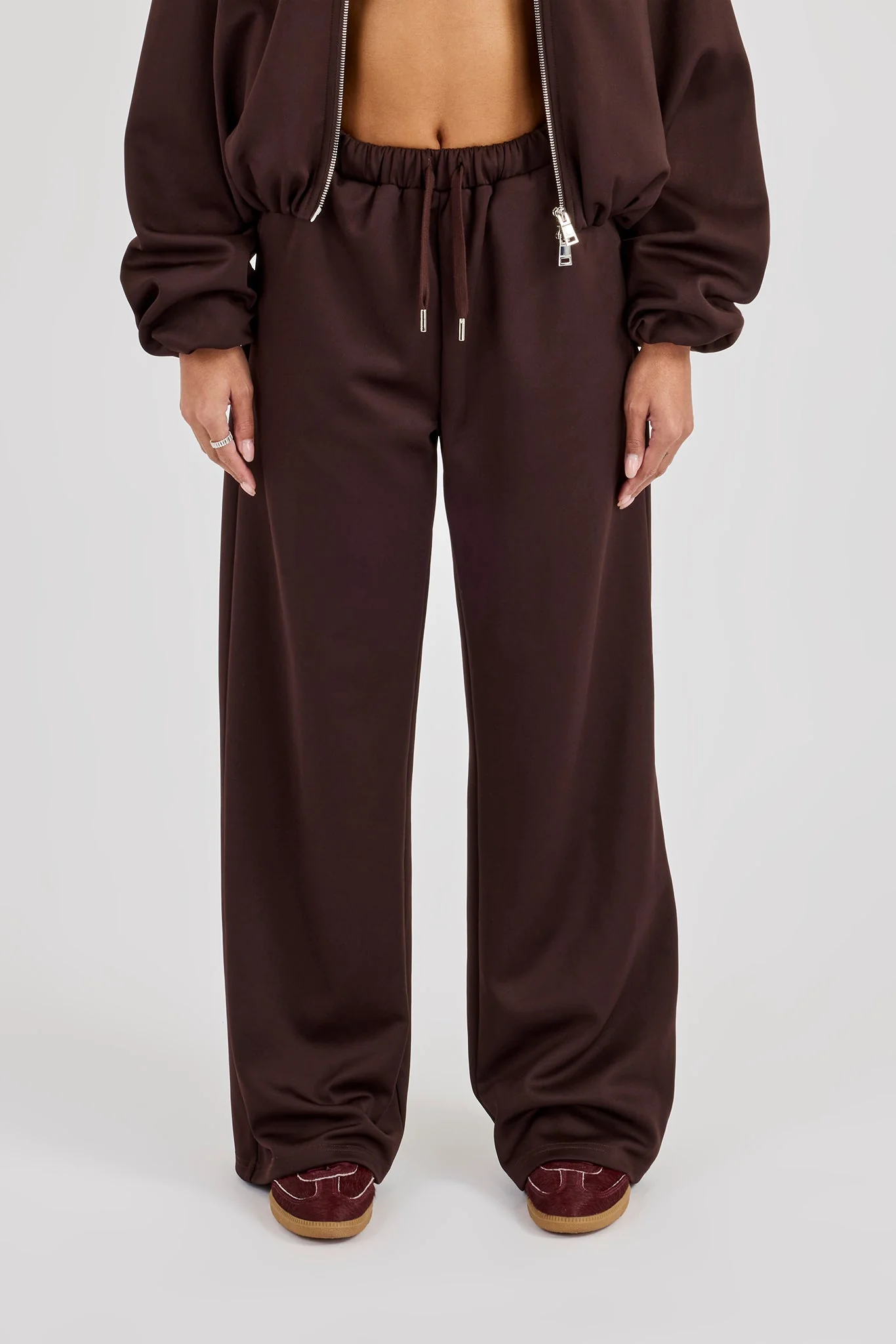 Wide Leg Poly Trouser - Chocolate - Image 5