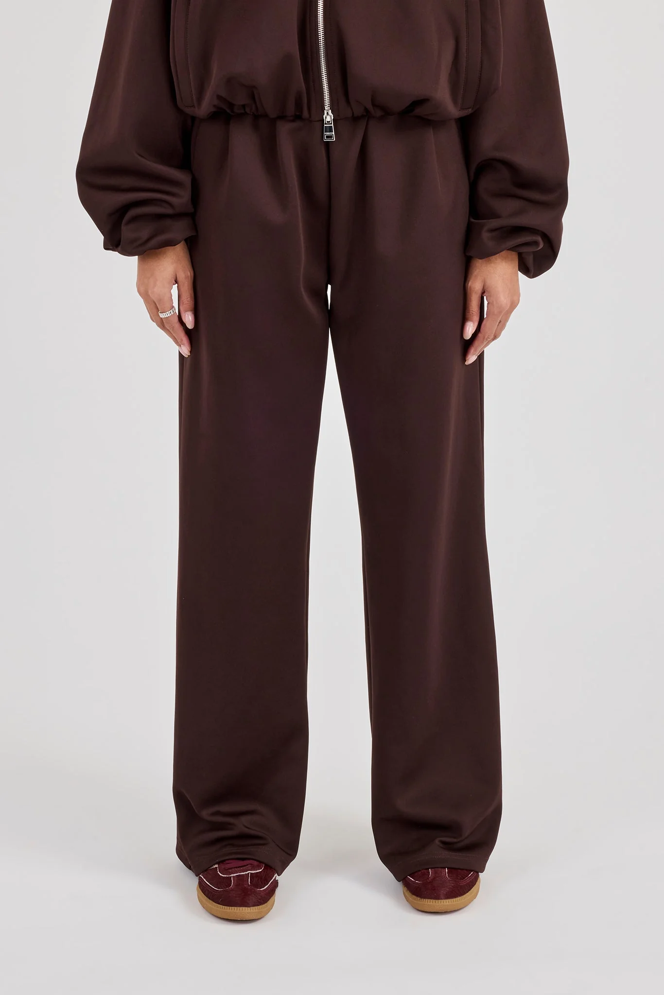 Wide Leg Poly Trouser - Chocolate - Image 6