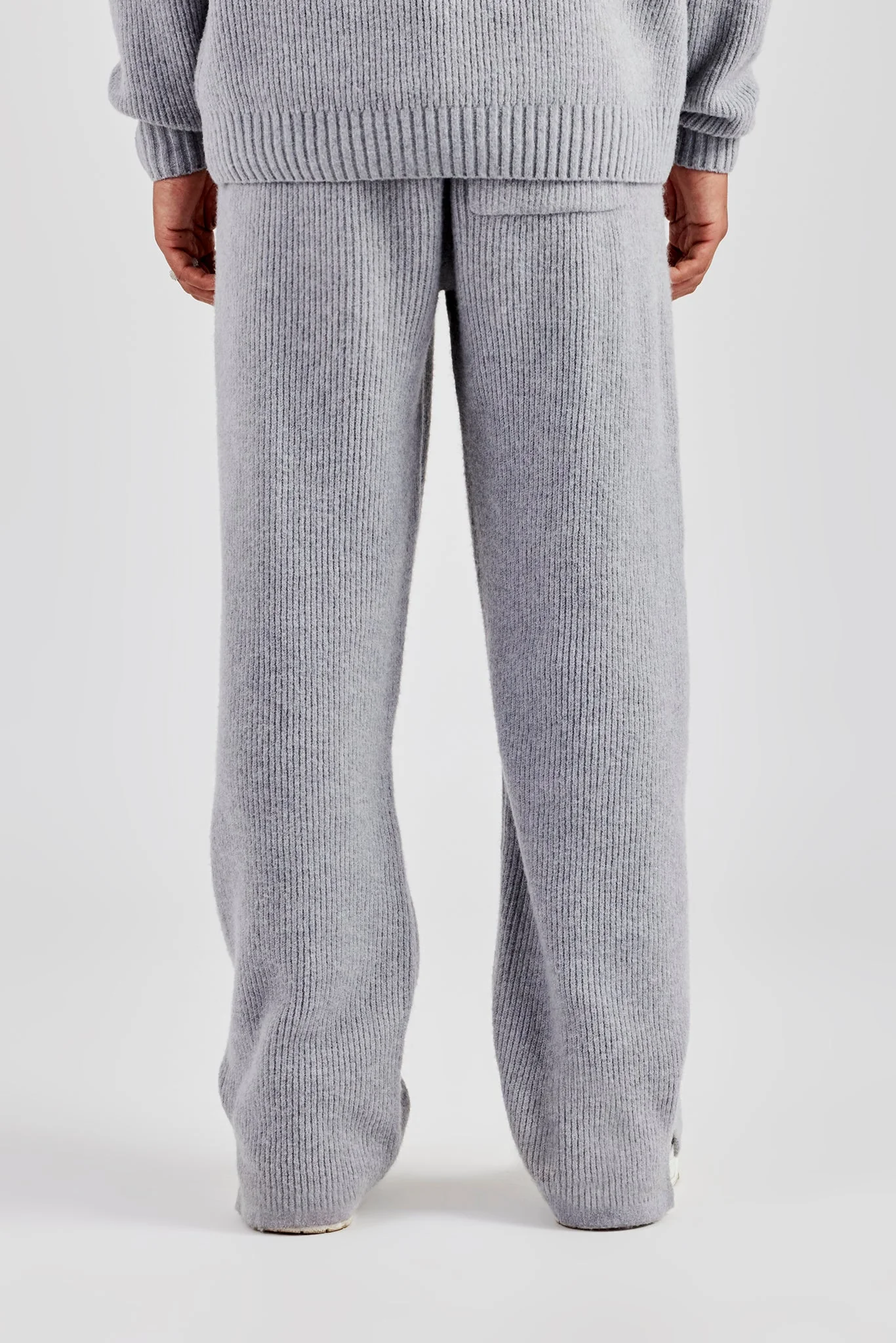 Straight Leg Split Hem Knit Jogger - Grey - Image 4