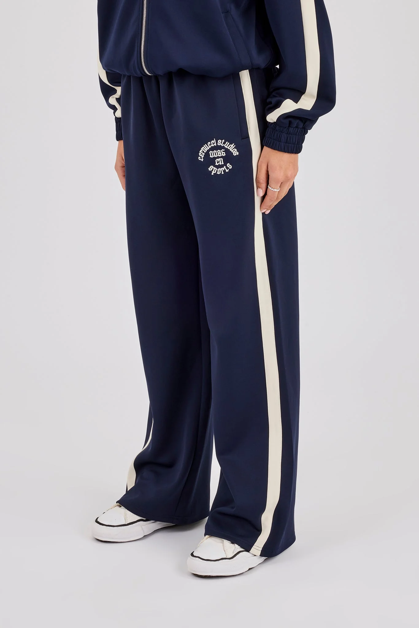 Wide Leg Varsity Panel Trouser - Navy - Image 2
