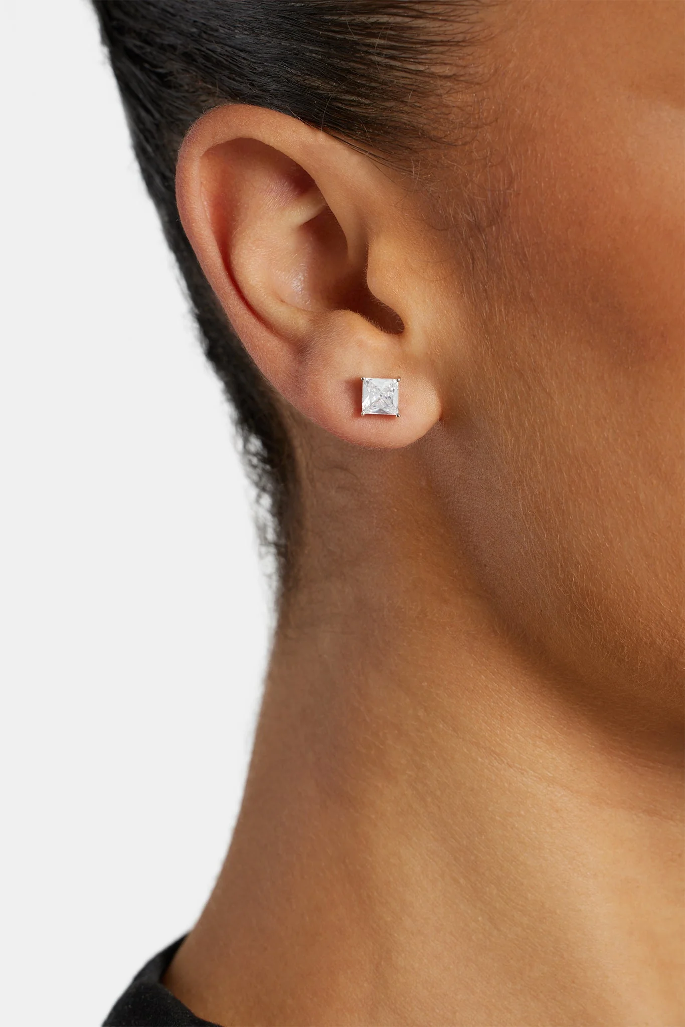 Womens 6mm Square Cut Stud Earrings - Image 2