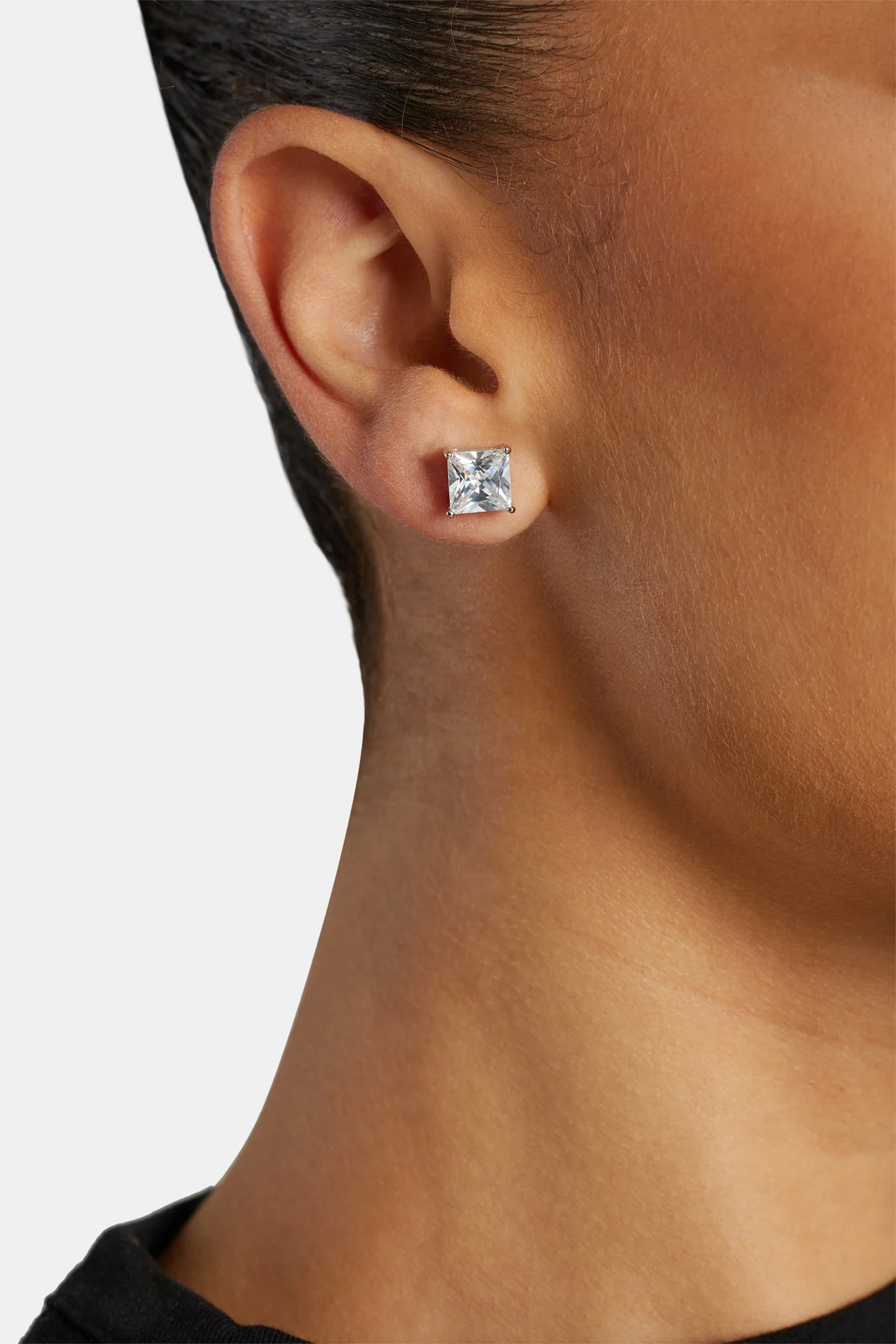 Womens 8mm Iced Cz Stud Earrings - Image 2