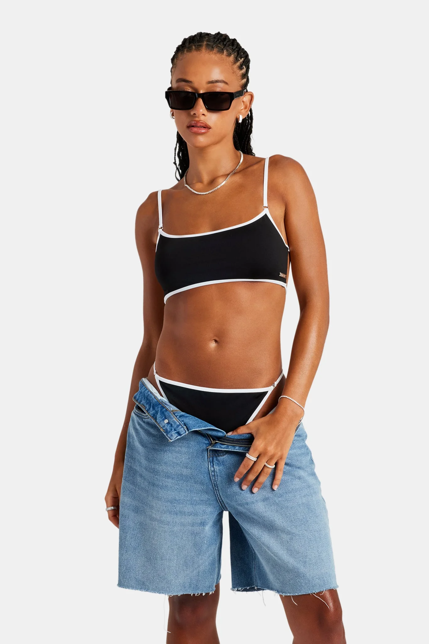 Womens Contrast Bikini Top - Black - Image 4