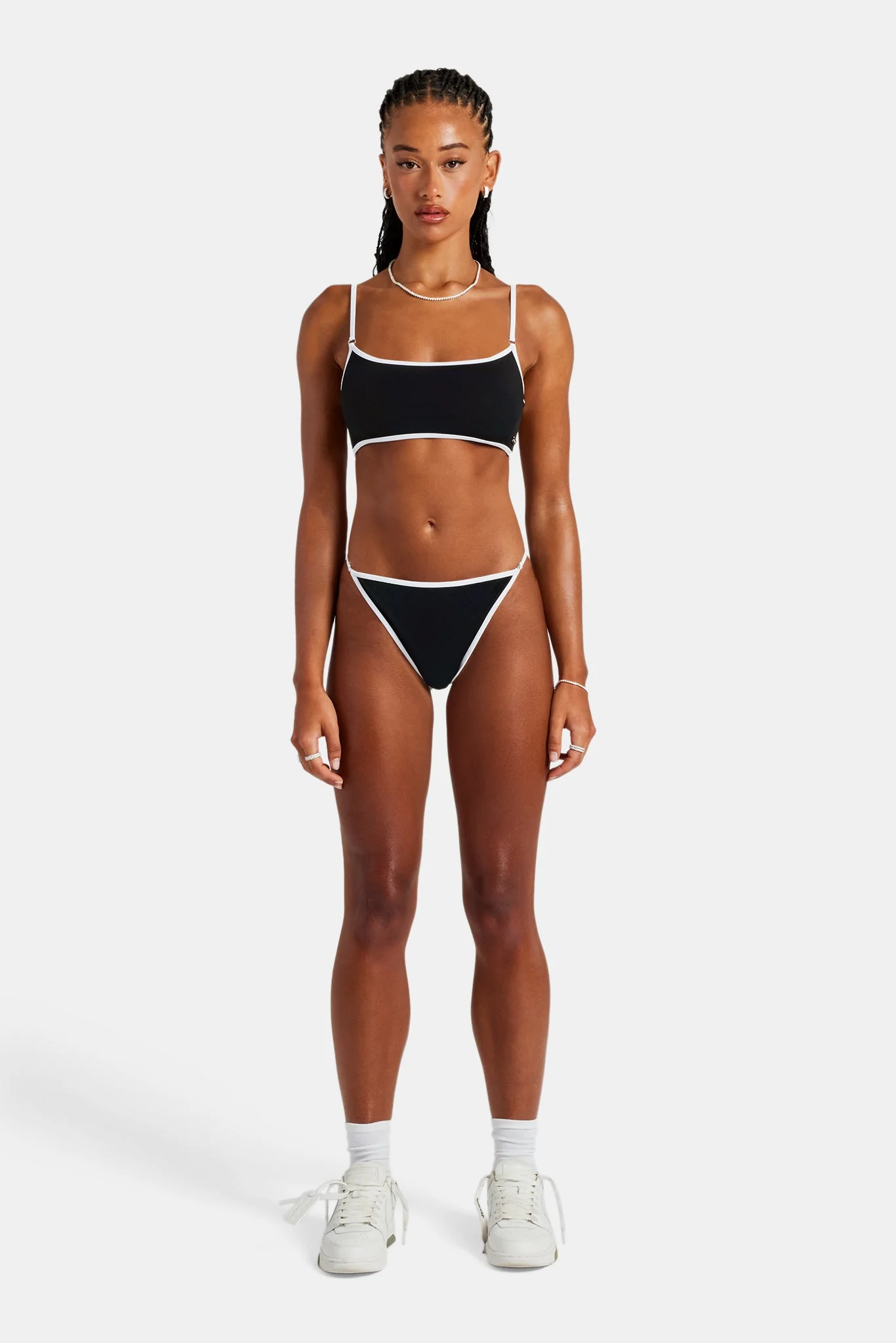 Womens Contrast Bikini Top & Bottoms - Black