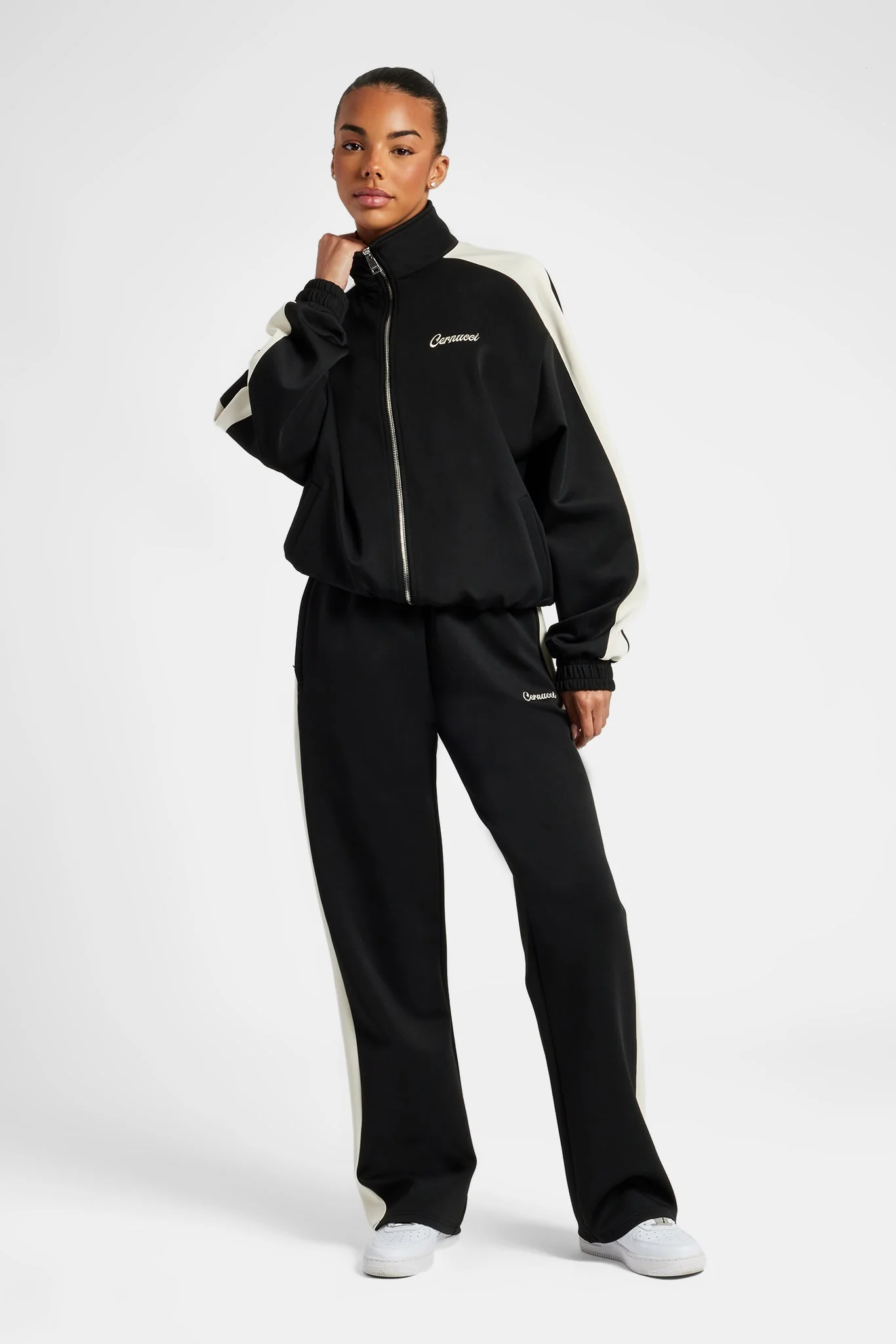 Womens Contrast Panel Track Pant - Black - Image 4