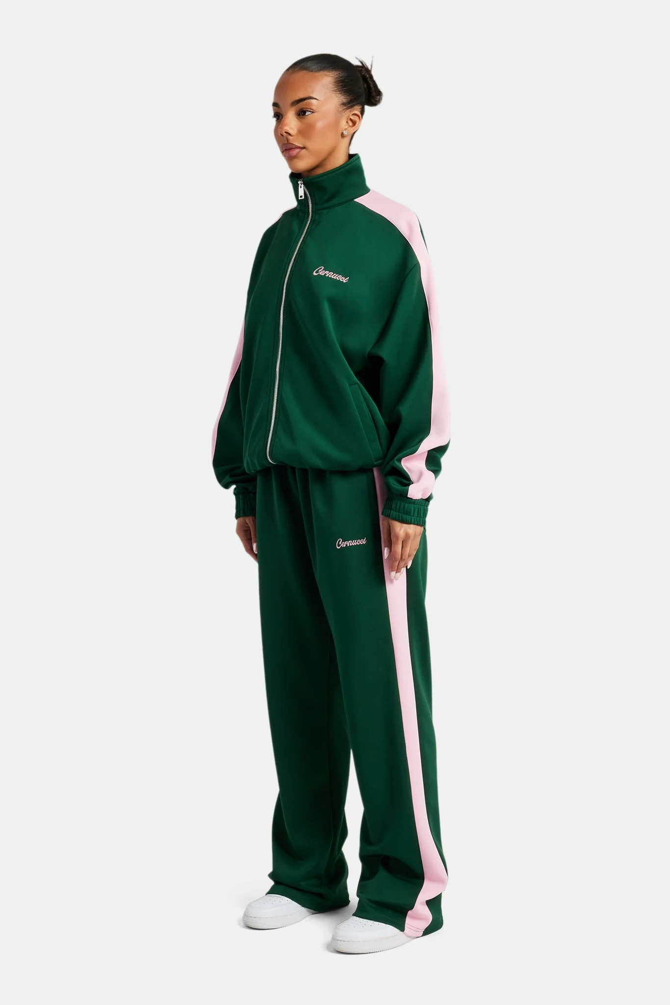 Womens Contrast Panel Tracksuit - Green - Image 3
