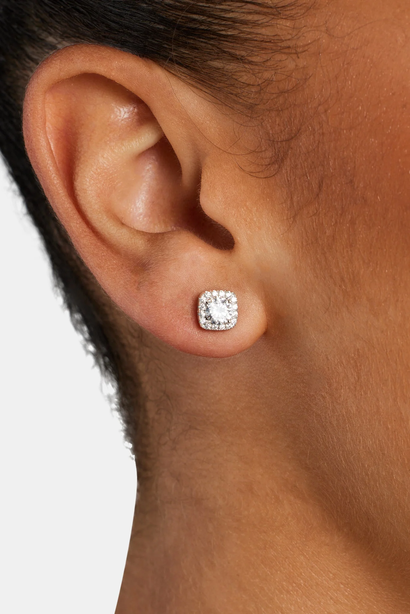 Womens Iced Cluster Stud Earrings - Image 2