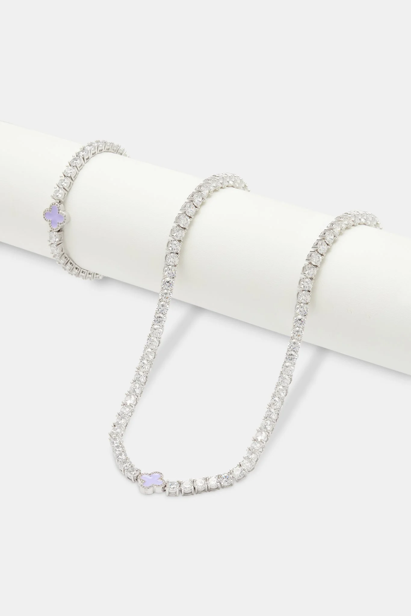 Womens Lilac Motif Tennis Chain + Bracelet - Image 2