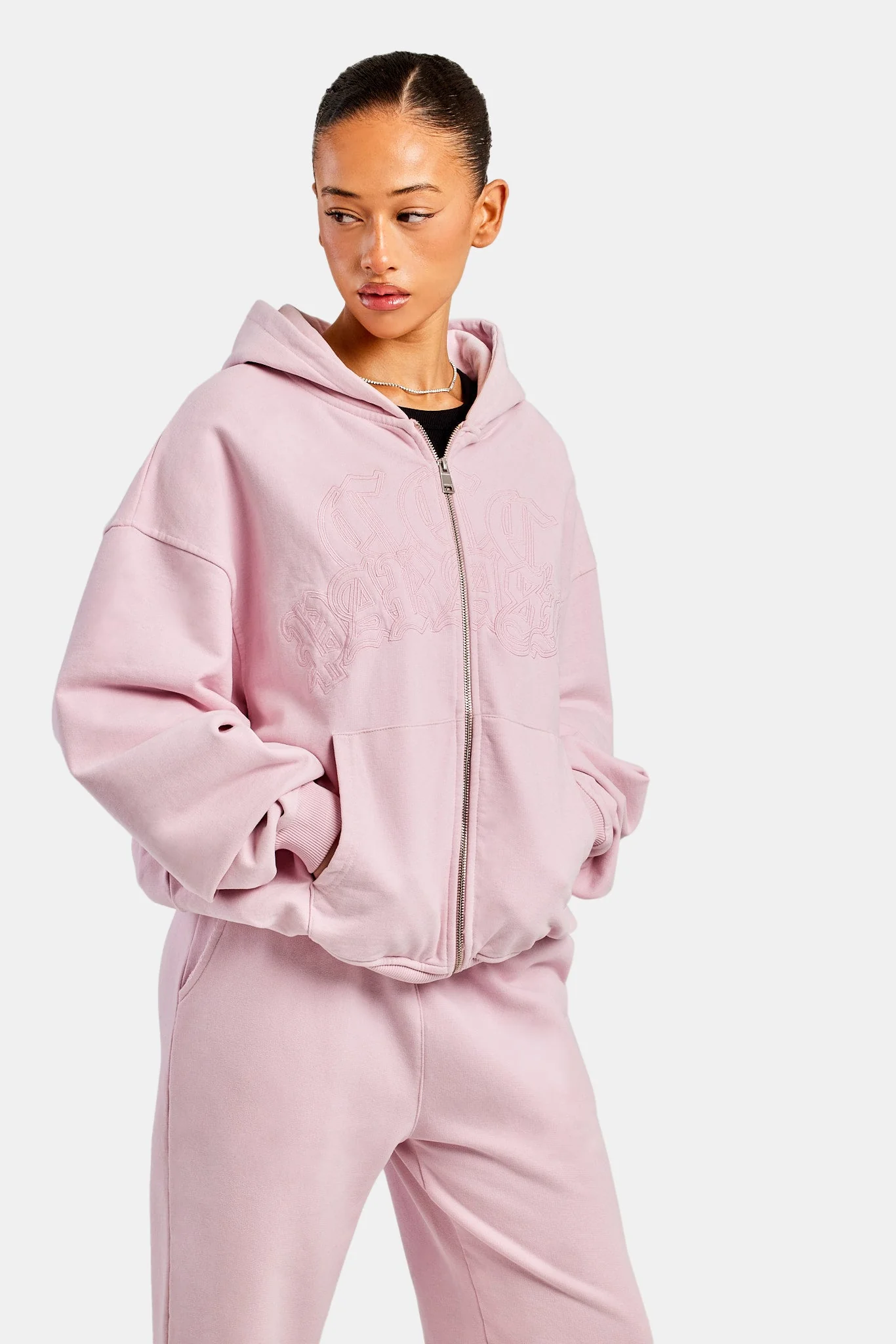 Womens Paraiso Embroidered Tracksuit - Pink - Image 3