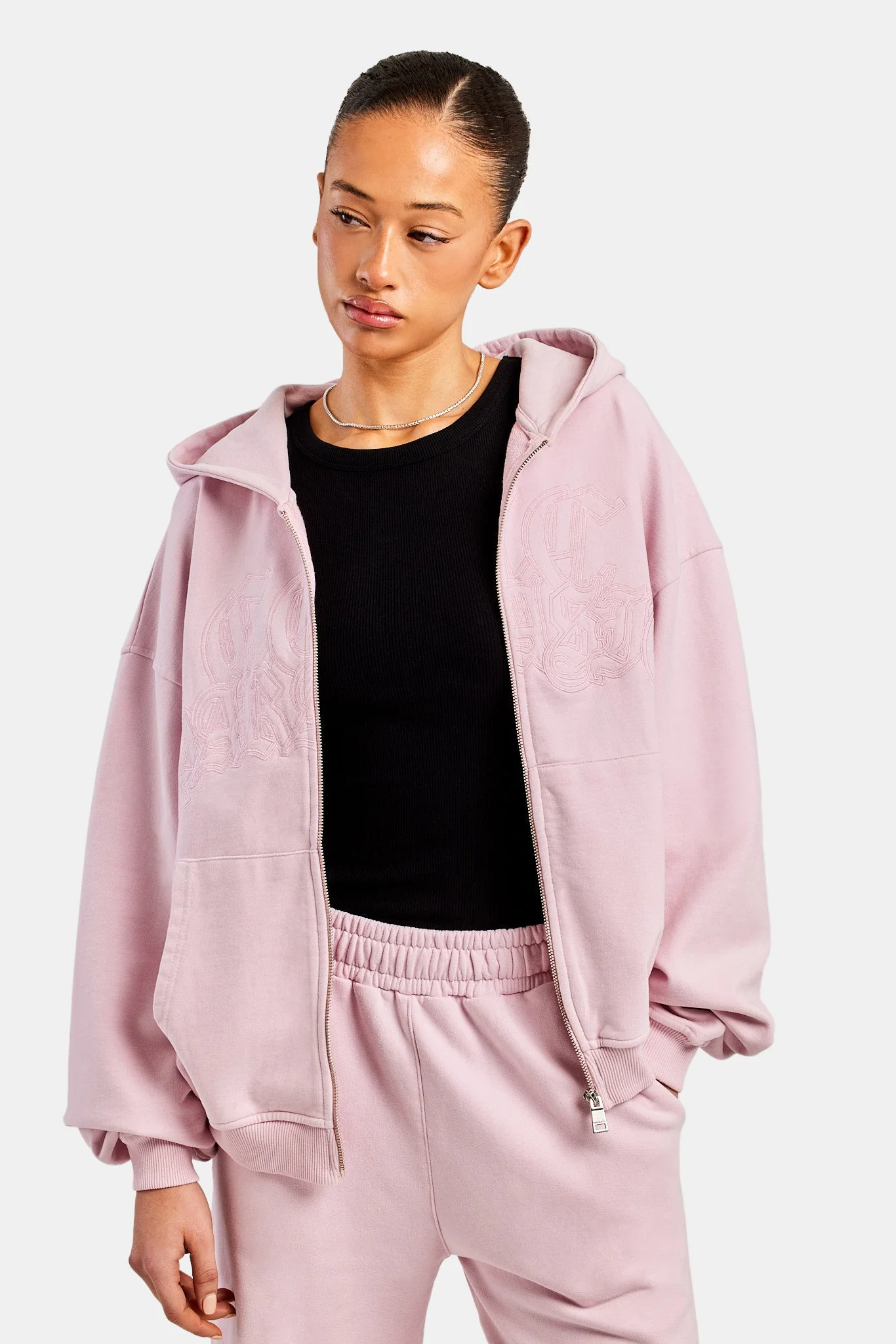 Womens Paraiso Embroidered Zip Hoodie - Pink - Image 4