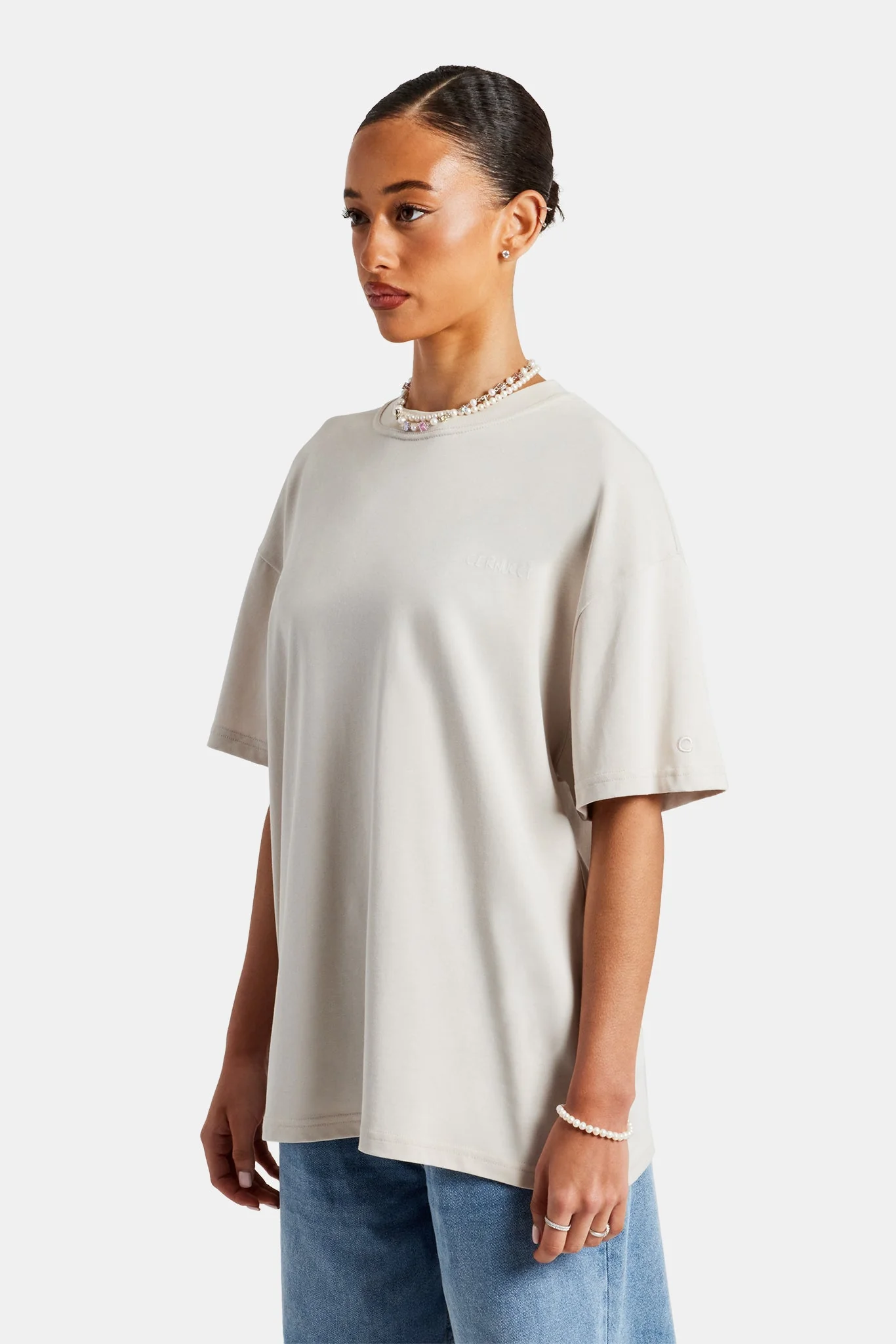 Womens Parasio Hills Text Oversized T-Shirt - Stone - Image 3