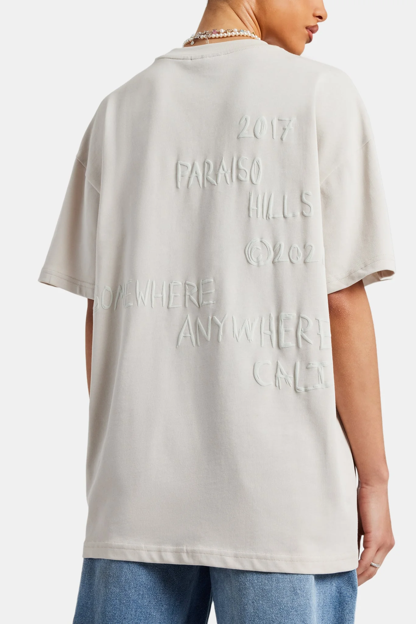 Womens Parasio Hills Text Oversized T-Shirt - Stone - Image 5